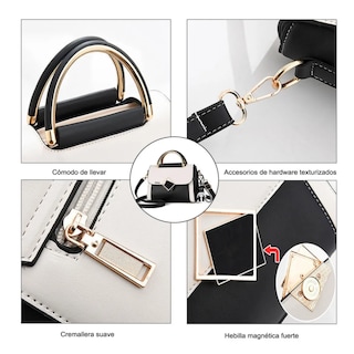 Foto 4 | Bolso De Hombro Para Mujer, Bolso De Gran Capacidad Belug, Negro/blanco