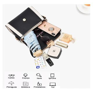 Foto 5 | Bolso De Hombro Para Mujer, Bolso De Gran Capacidad Belug, Negro/blanco