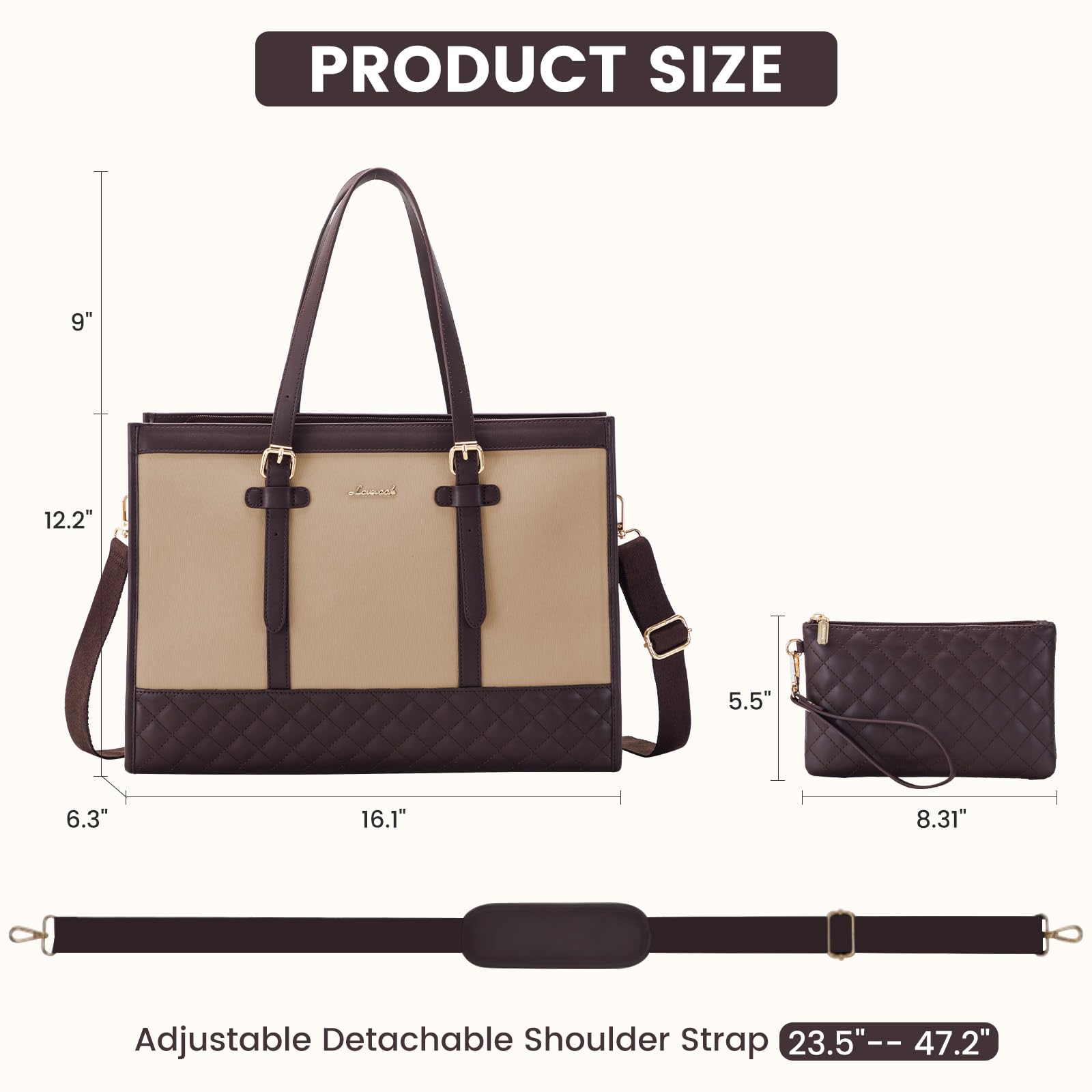 Foto 3 pulgar | Bolso De Lona Lovevook Para Portátil Para Mujer De 15.6 Pulgadas Con Bolso De Mano - Venta Internacional.