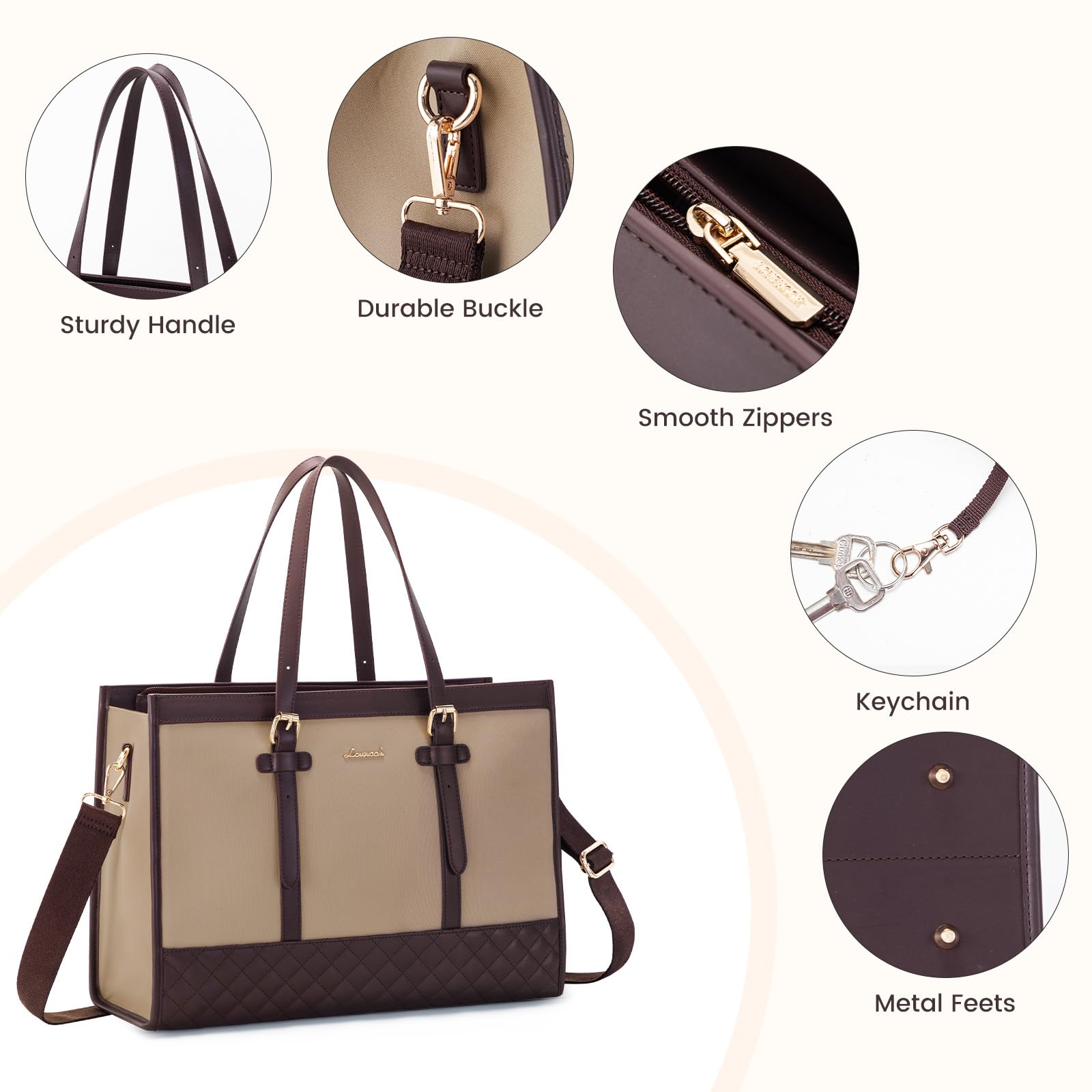 Foto 6 pulgar | Bolso De Lona Lovevook Para Portátil Para Mujer De 15.6 Pulgadas Con Bolso De Mano - Venta Internacional.