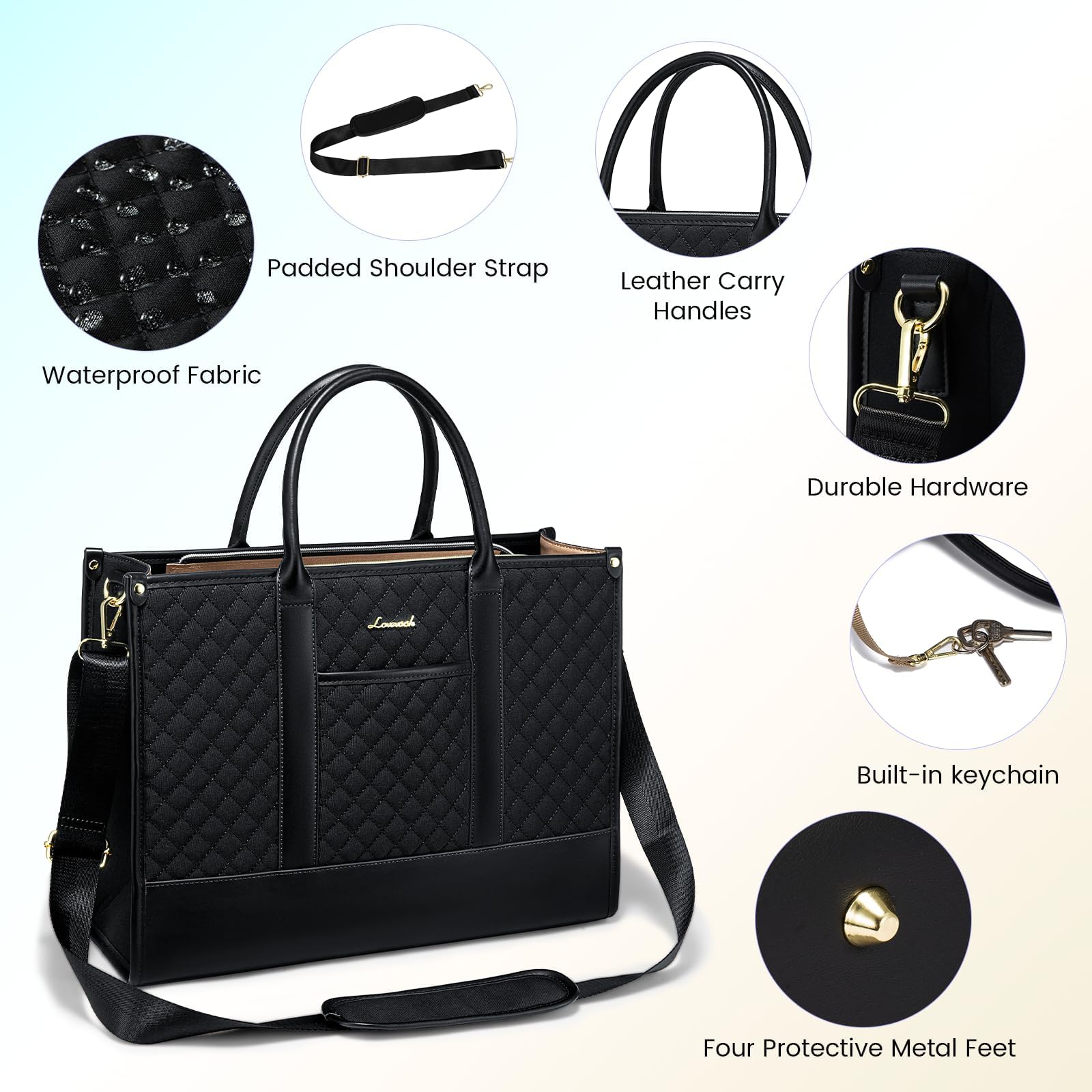 Foto 5 pulgar | Funda Para Portátil Lovevook Impermeable De 17 Pulgadas Para Mujer, Color Negro - Venta Internacional.