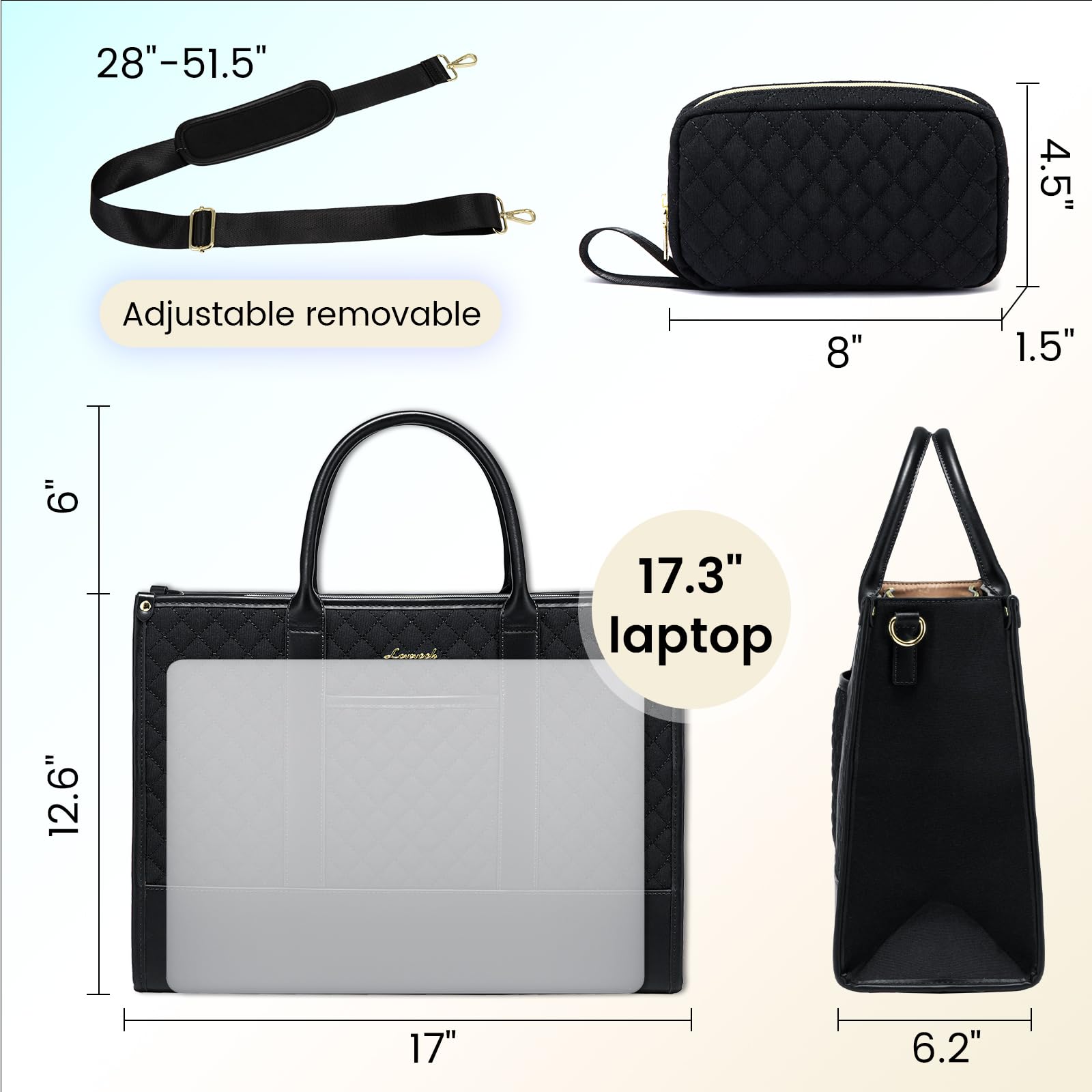 Foto 7 pulgar | Funda Para Portátil Lovevook Impermeable De 17 Pulgadas Para Mujer, Color Negro - Venta Internacional.