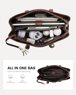 Foto 3 | Bolsa Para Portátil Lovevook, Bolso De Trabajo Vintage De Piel De 15.6 Pulgadas Para Mujer - Venta Internacional.