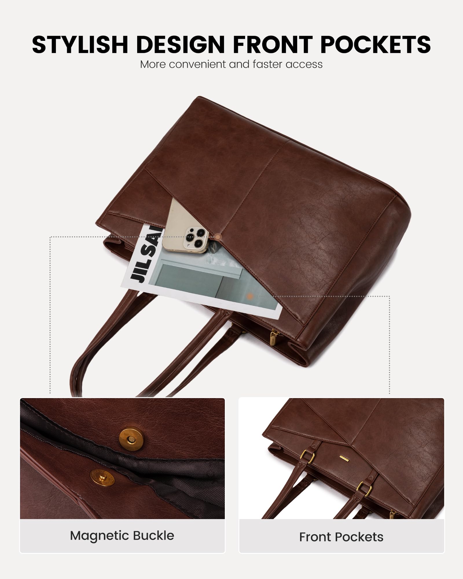 Foto 5 pulgar | Bolsa Para Portátil Lovevook, Bolso De Trabajo Vintage De Piel De 15.6 Pulgadas Para Mujer - Venta Internacional.