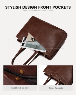 Foto 4 | Bolsa Para Portátil Lovevook, Bolso De Trabajo Vintage De Piel De 15.6 Pulgadas Para Mujer - Venta Internacional.