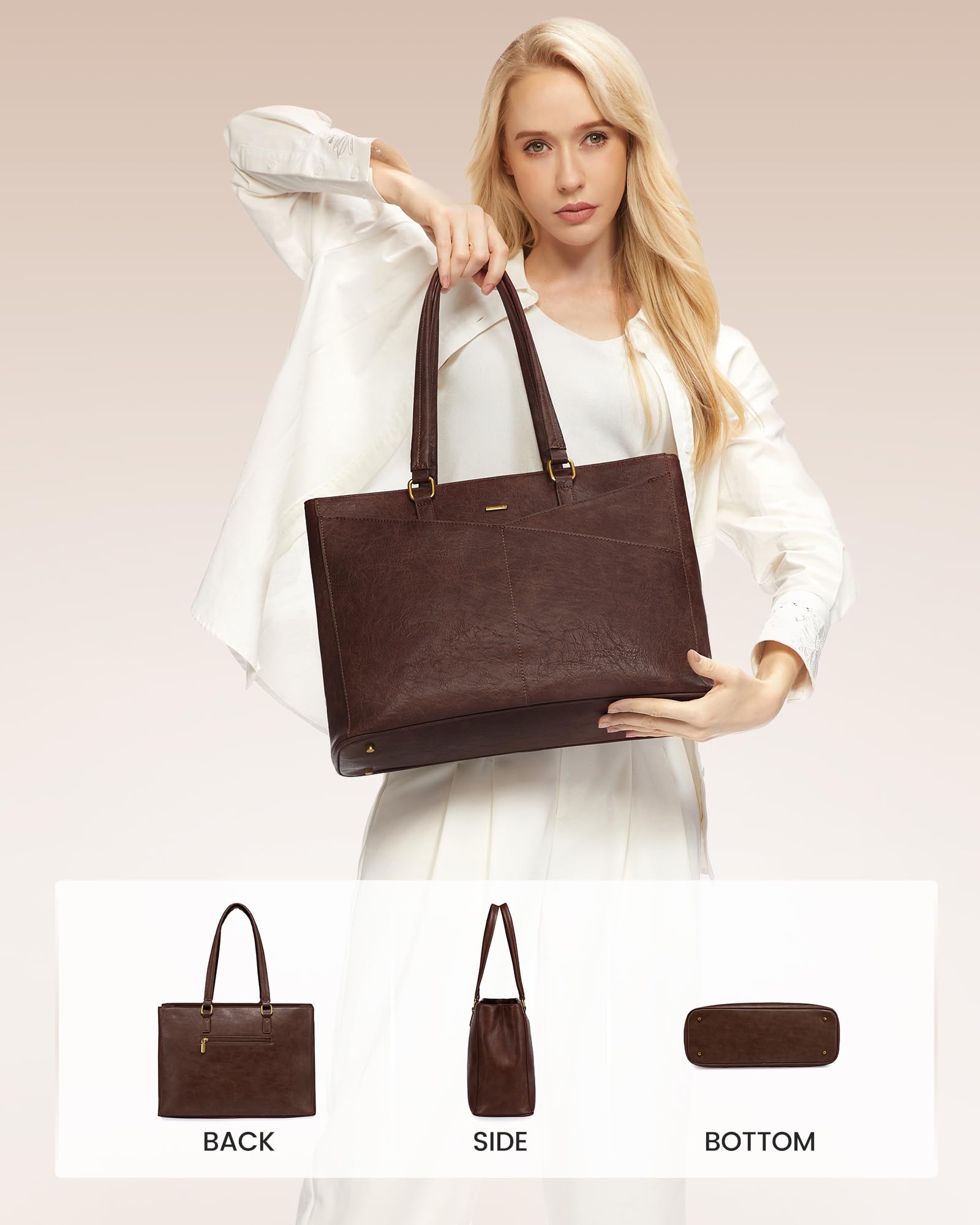 Foto 7 pulgar | Bolsa Para Portátil Lovevook, Bolso De Trabajo Vintage De Piel De 15.6 Pulgadas Para Mujer - Venta Internacional.