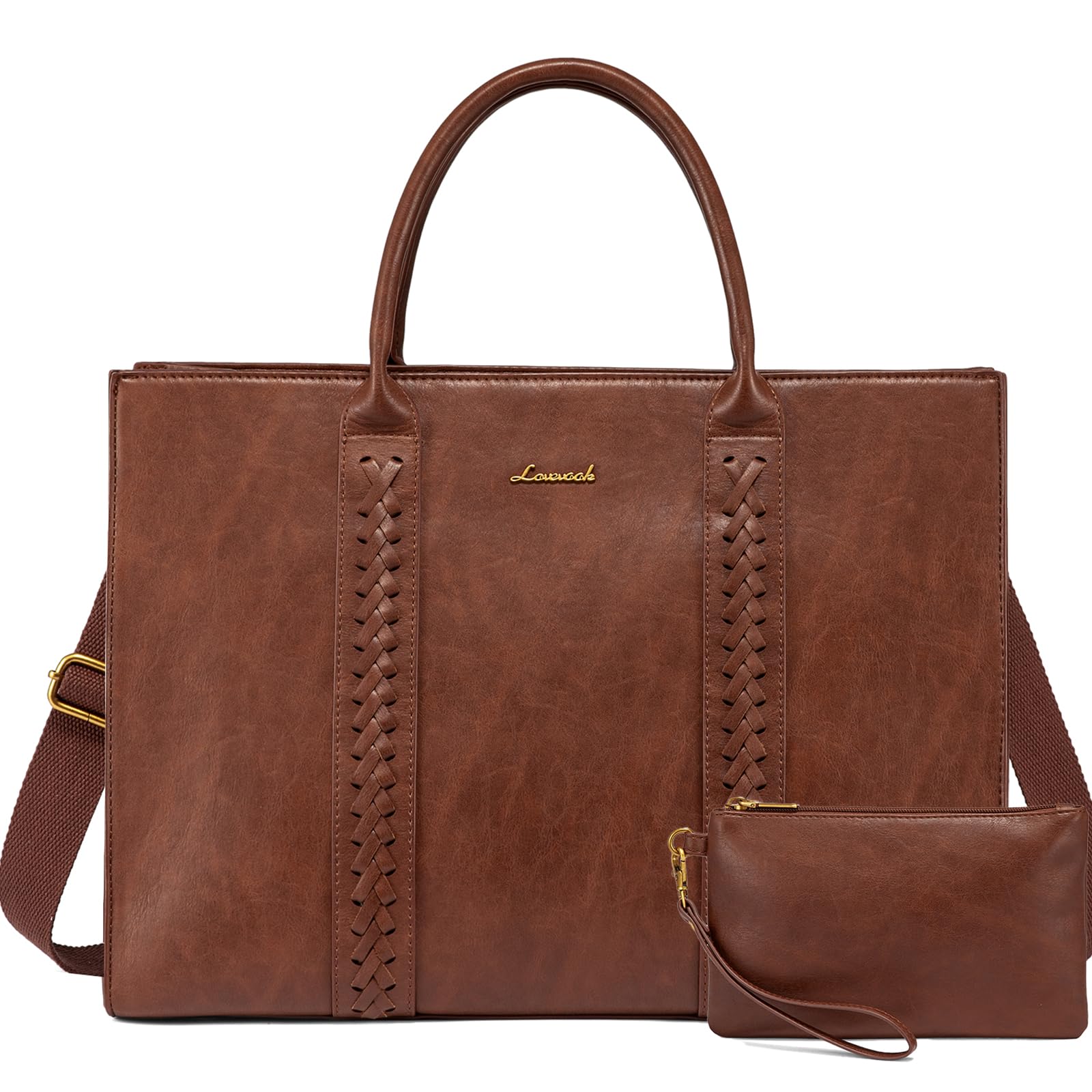 Foto 1 | Bolsa De Mano Para Portátil Lovevook, Piel Vintage De 15.6 Pulgadas, Marrón - Venta Internacional.