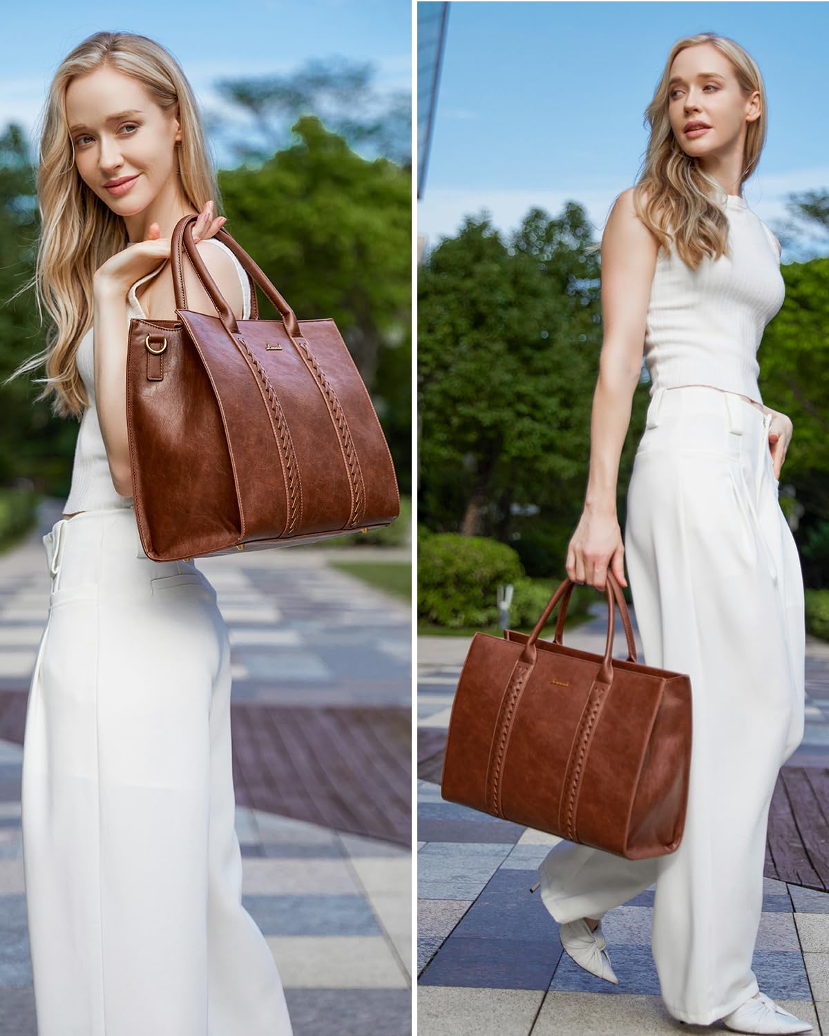 Foto 2 | Bolsa De Mano Para Portátil Lovevook, Piel Vintage De 15.6 Pulgadas, Marrón - Venta Internacional.