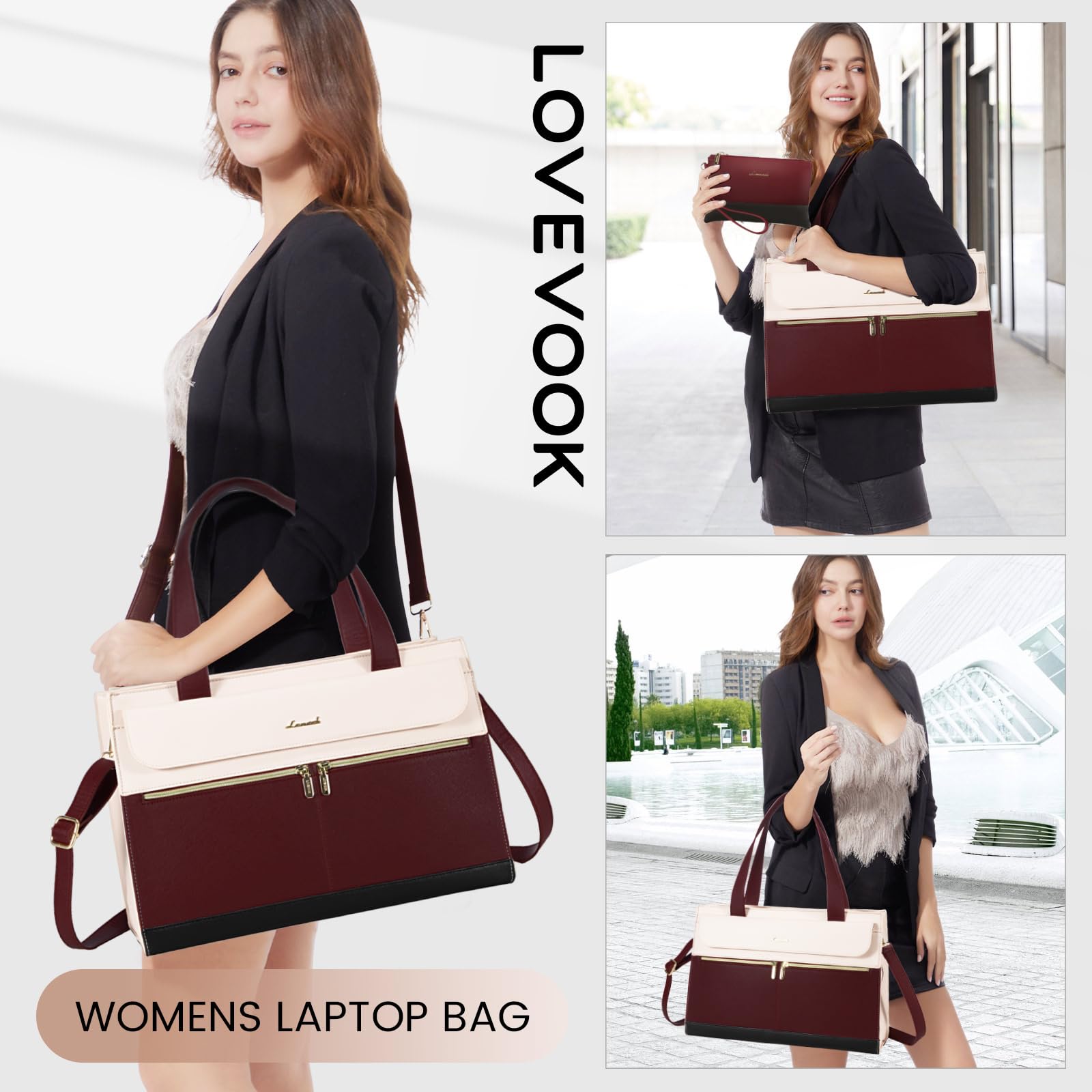 Foto 2 | Bolso Para Portátil Lovevook Professional De Piel De 15,6 Pulgadas, Resistente Al Agua - Venta Internacional.