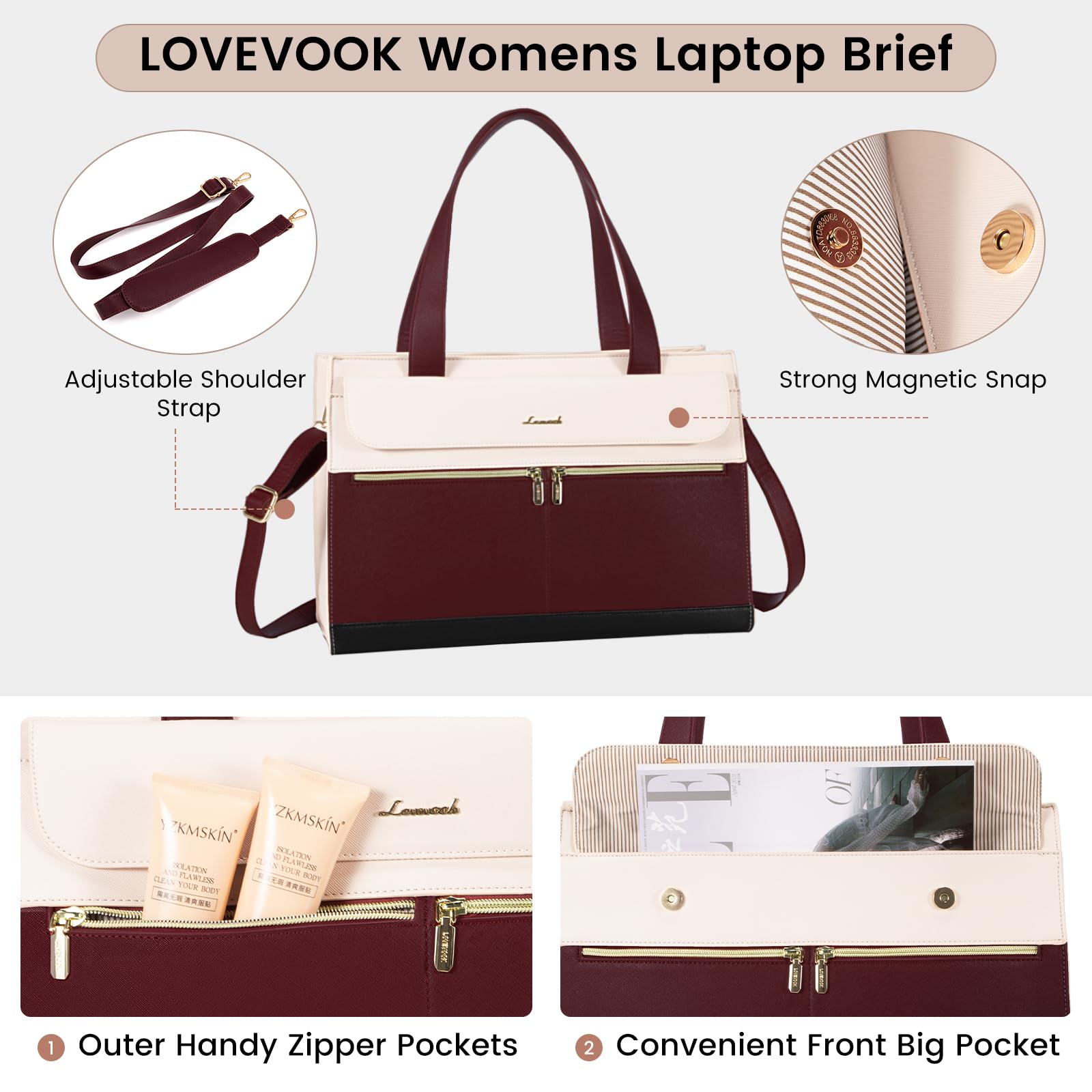 Foto 5 | Bolso Para Portátil Lovevook Professional De Piel De 15,6 Pulgadas, Resistente Al Agua - Venta Internacional.