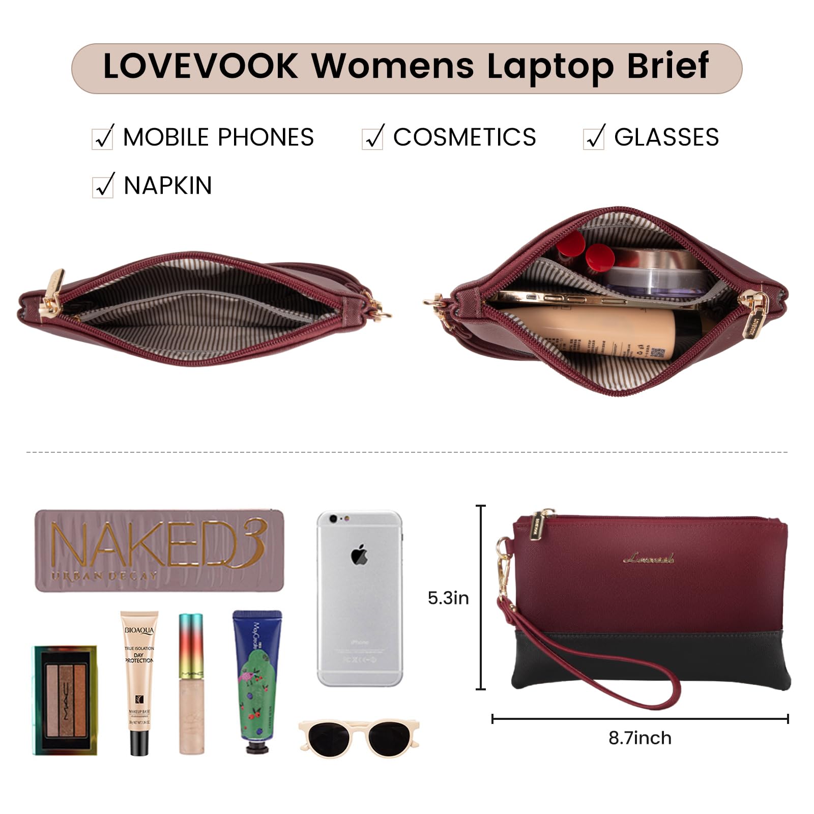 Foto 6 | Bolso Para Portátil Lovevook Professional De Piel De 15,6 Pulgadas, Resistente Al Agua - Venta Internacional.