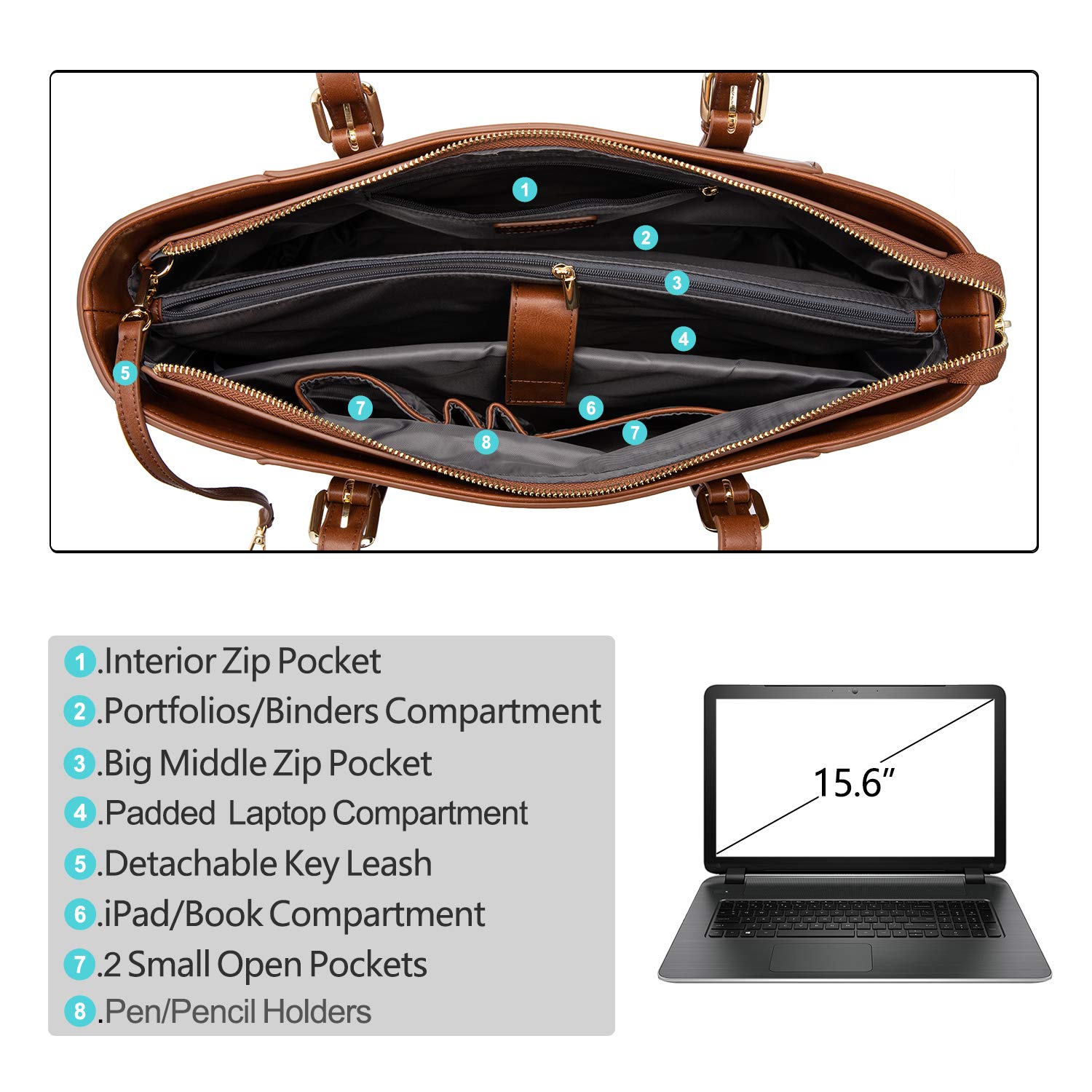 Foto 6 pulgar | Bolsa Para Portátil Lovevook De Piel Estructurada Para Mujer 15.6 Pulgadas - Venta Internacional.