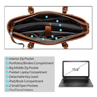 Foto 5 | Bolsa Para Portátil Lovevook De Piel Estructurada Para Mujer 15.6 Pulgadas - Venta Internacional.