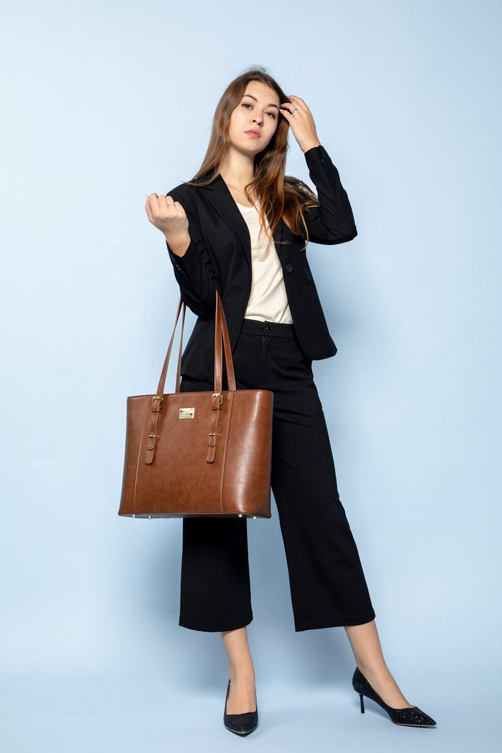 Foto 7 pulgar | Bolsa Para Portátil Lovevook De Piel Estructurada Para Mujer 15.6 Pulgadas - Venta Internacional.