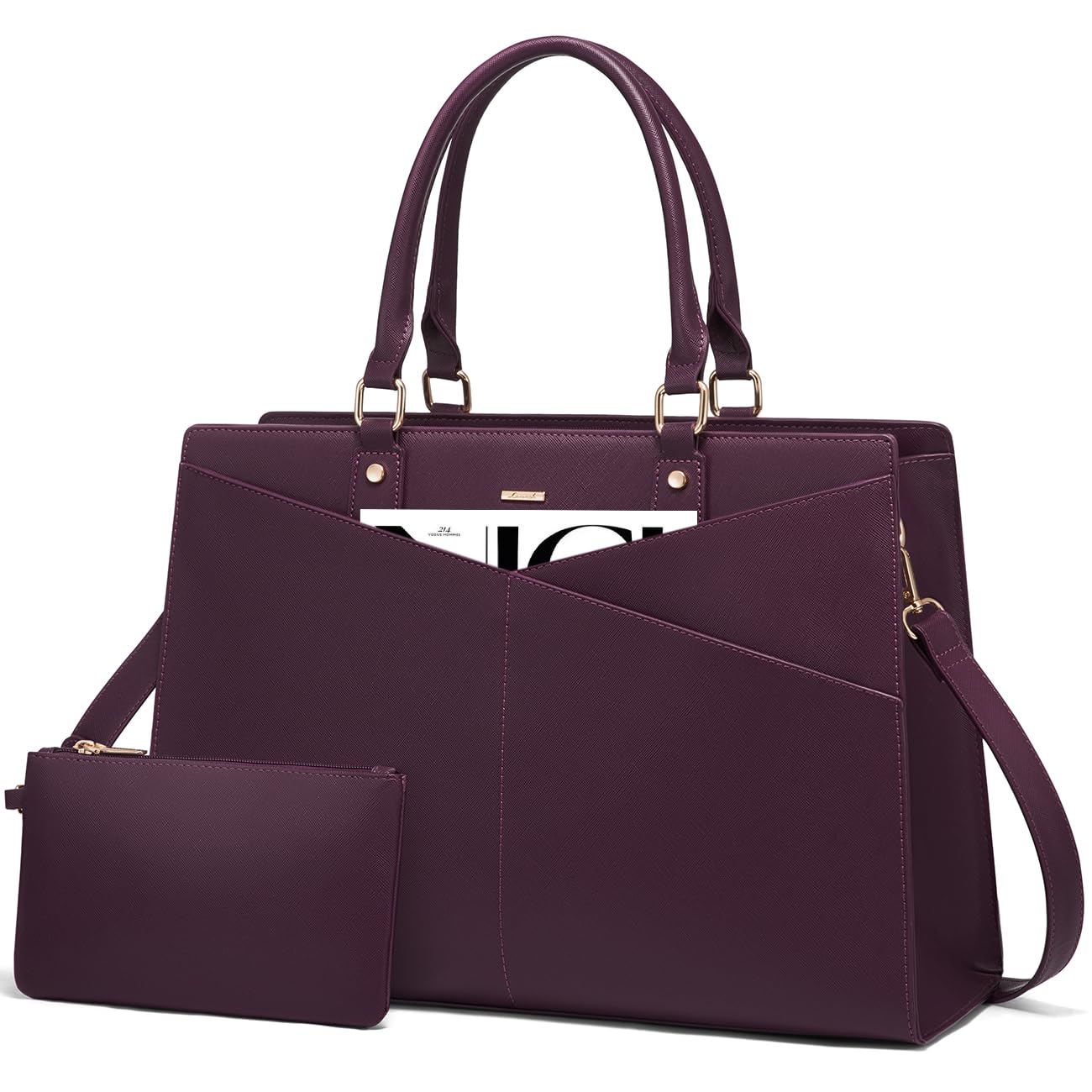 Foto 2 pulgar | Bolso De Mano Para Portátil Lovevook, Piel, Negocios, Oficina, Trabajo, Morado - Venta Internacional.