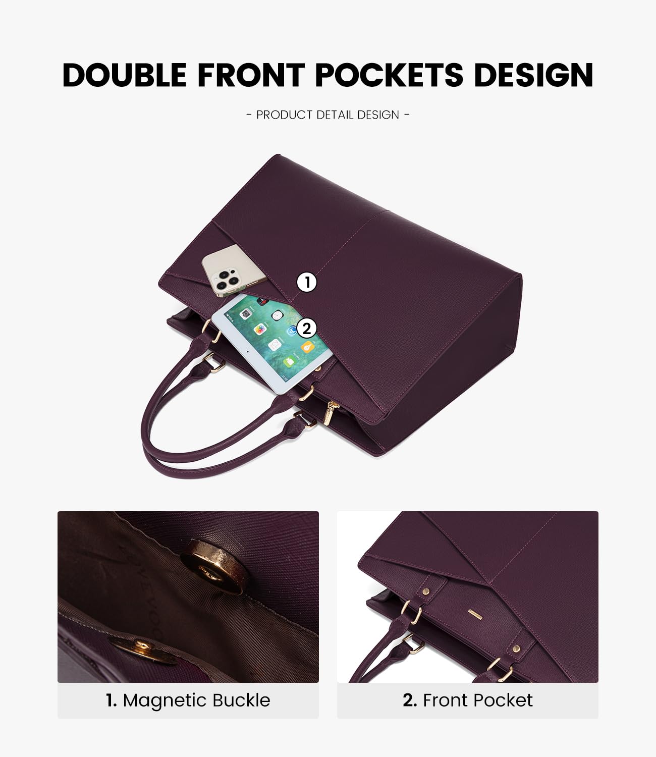 Foto 2 | Bolso De Mano Para Portátil Lovevook, Piel, Negocios, Oficina, Trabajo, Morado - Venta Internacional.
