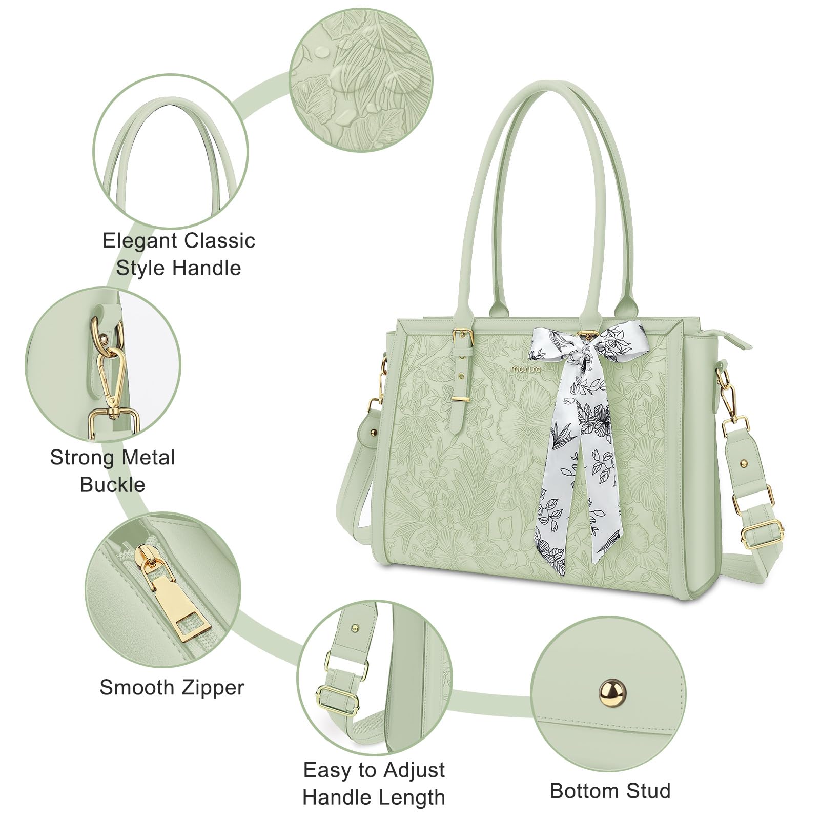 Foto 3 pulgar | Bolsa Mosiso Para Portátil Para Mujer De 17 A 17 Pulgadas, Piel Sintética, Color Verde - Venta Internacional.
