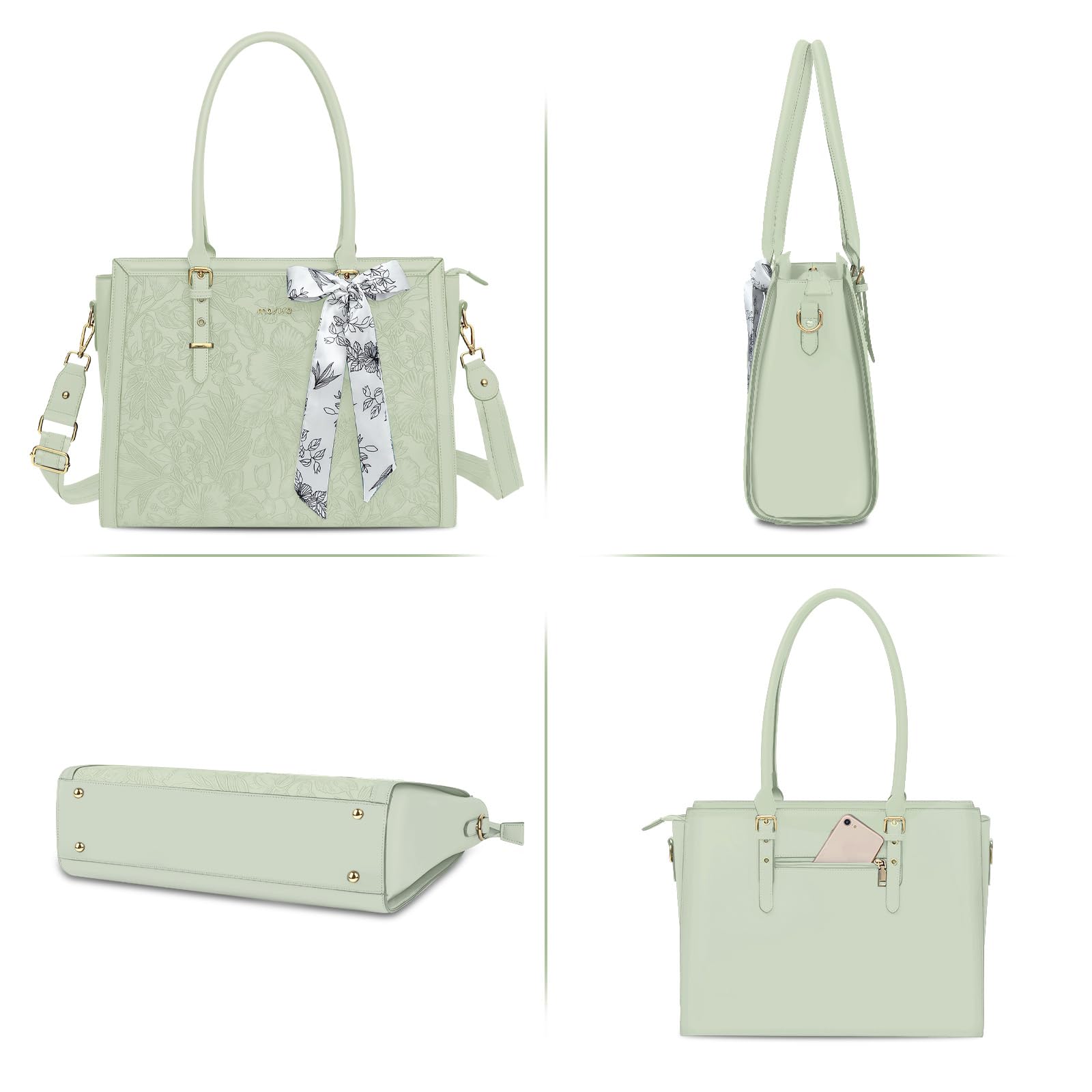 Foto 8 pulgar | Bolsa Mosiso Para Portátil Para Mujer De 17 A 17 Pulgadas, Piel Sintética, Color Verde - Venta Internacional.