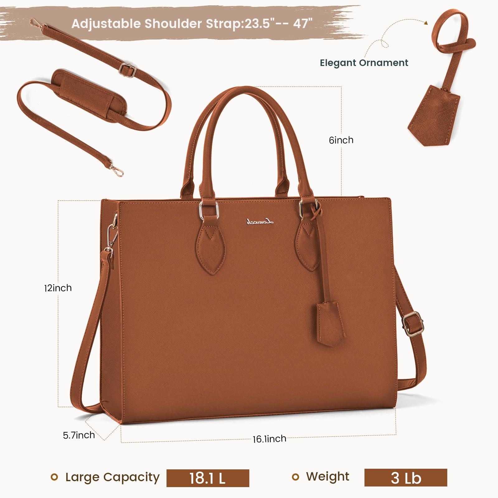 Foto 3 pulgar | Bolsa Para Portátil Lovevook Para Mujer De 15.6 Pulgadas, Piel Impermeable - Venta Internacional.
