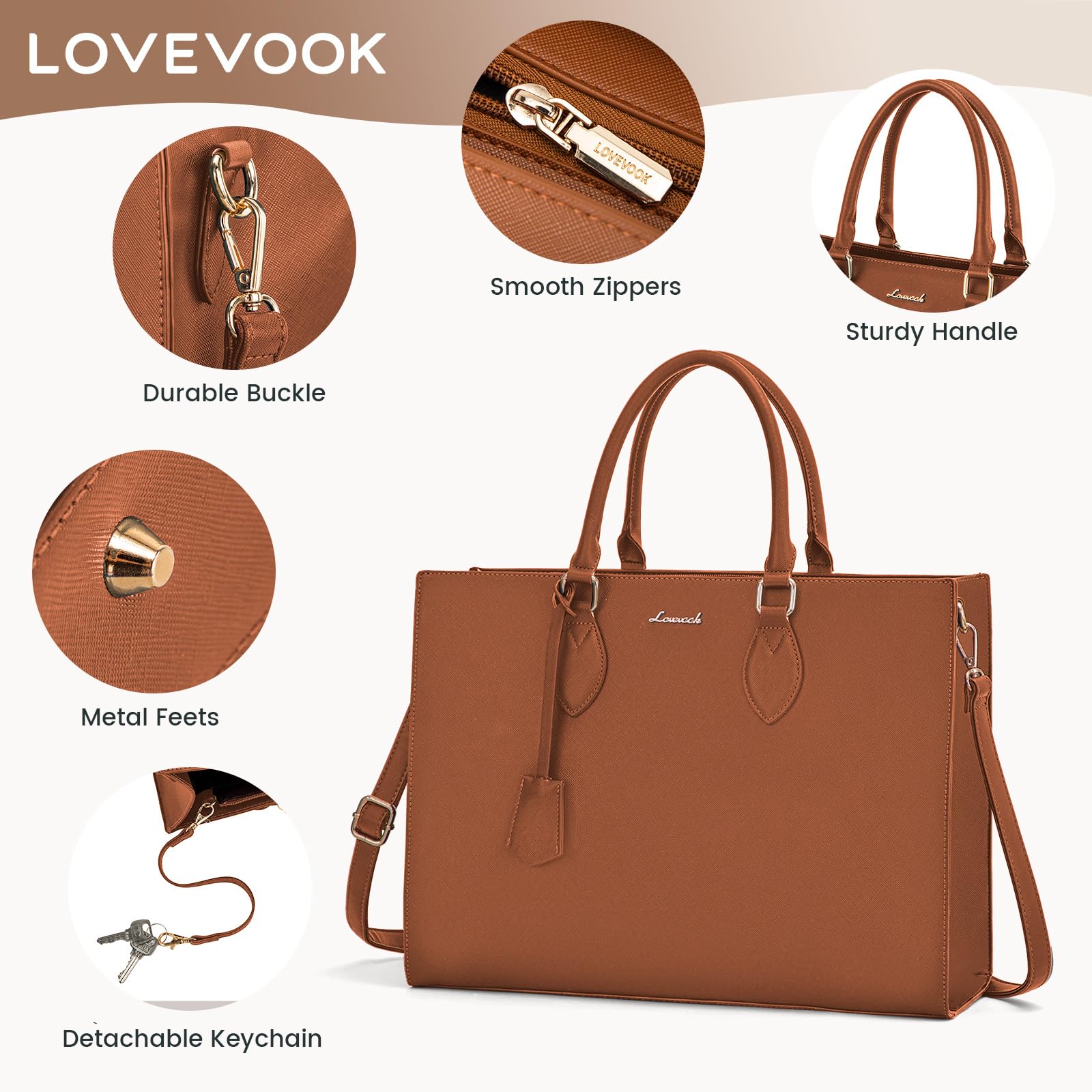 Foto 5 pulgar | Bolsa Para Portátil Lovevook Para Mujer De 15.6 Pulgadas, Piel Impermeable - Venta Internacional.