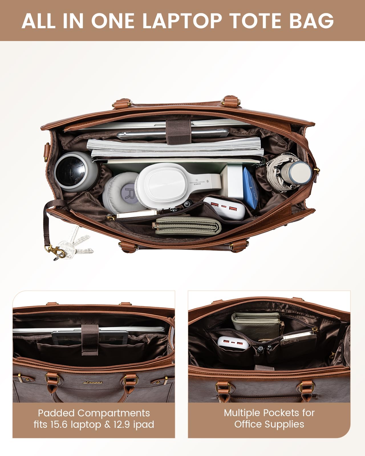 Foto 4 pulgar | Bolsa Para Portátil Lovevook Para Mujer, Bolsa Grande De Piel Sintética De 15.6 Pulgadas, Bolsa De T - Venta Intern