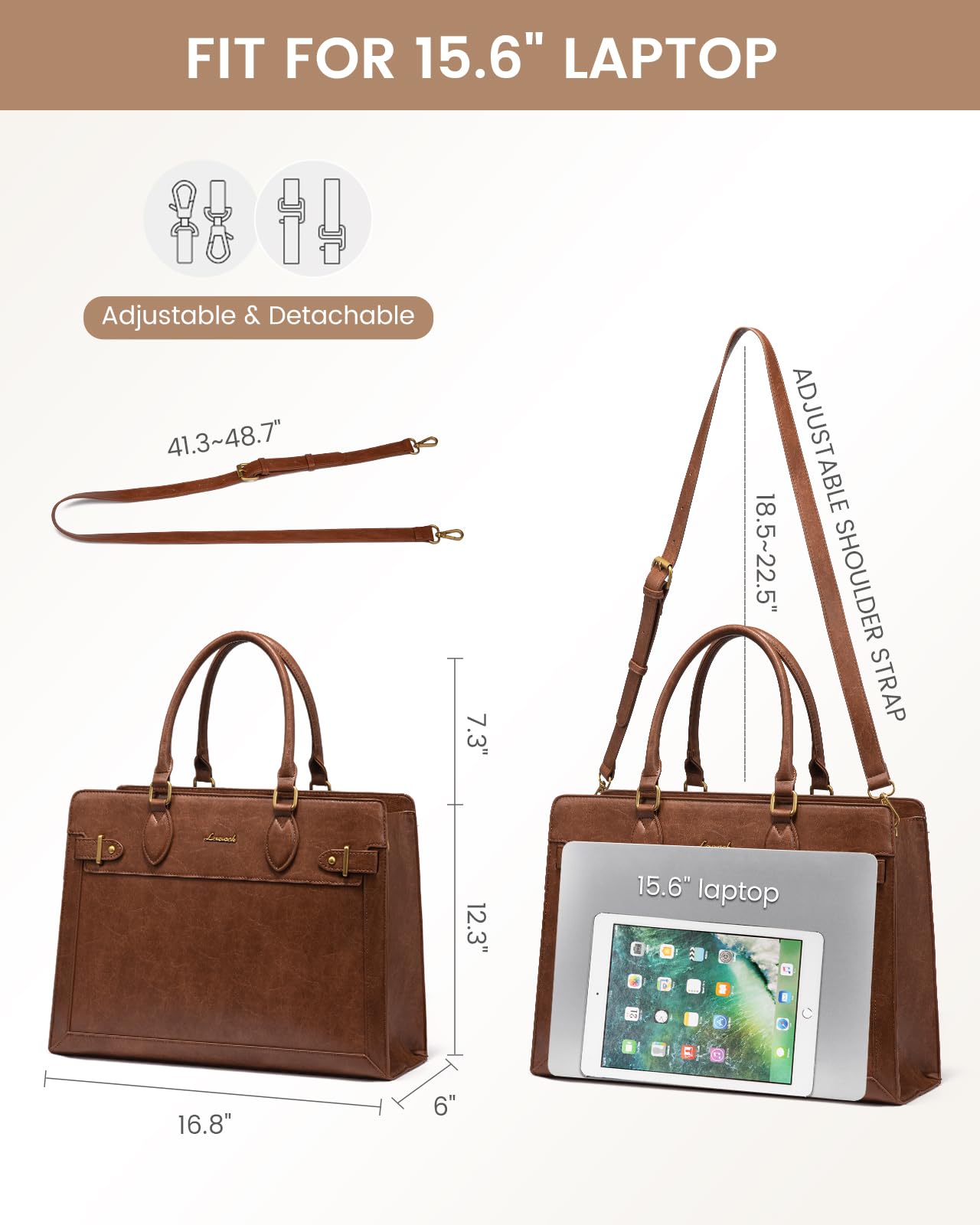 Foto 5 pulgar | Bolsa Para Portátil Lovevook Para Mujer, Bolsa Grande De Piel Sintética De 15.6 Pulgadas, Bolsa De T - Venta Intern
