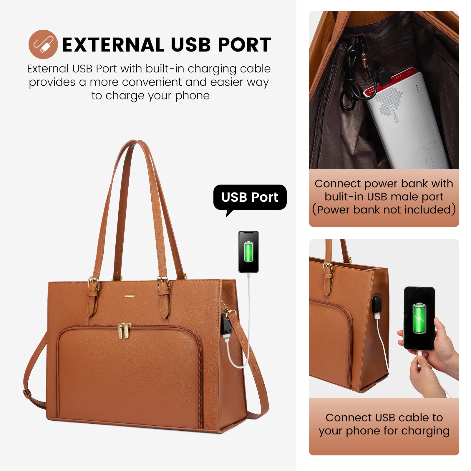 Foto 5 | Bolsa De Trabajo Impermeable Lovevook Para Portátil De 15.6 Pulgadas Para Mujer - Venta Internacional.