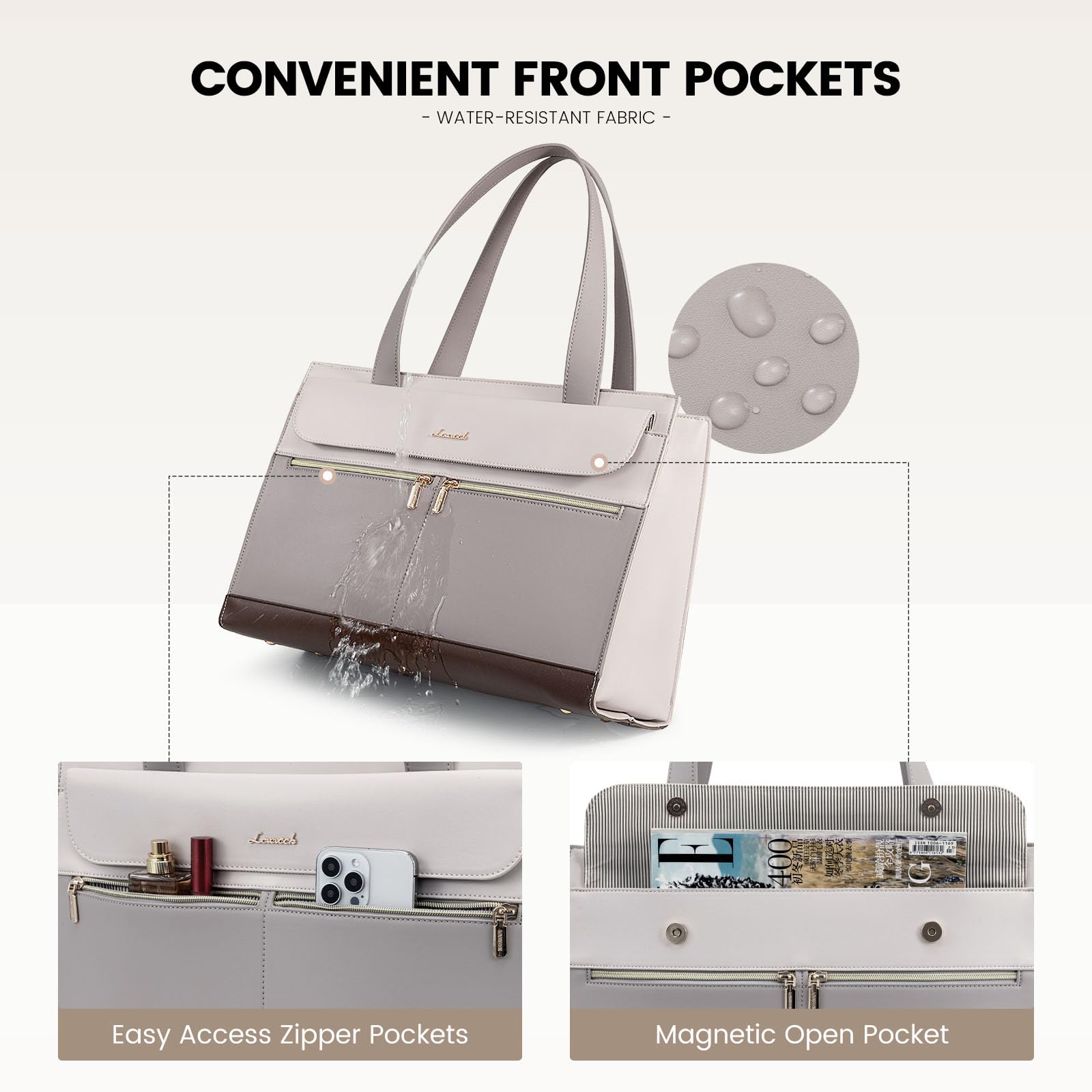 Foto 3 | Bolsa De Mano Para Portátil Lovevook Para Mujer De 15.6 Pulgadas A Prueba De Agua - Venta Internacional.