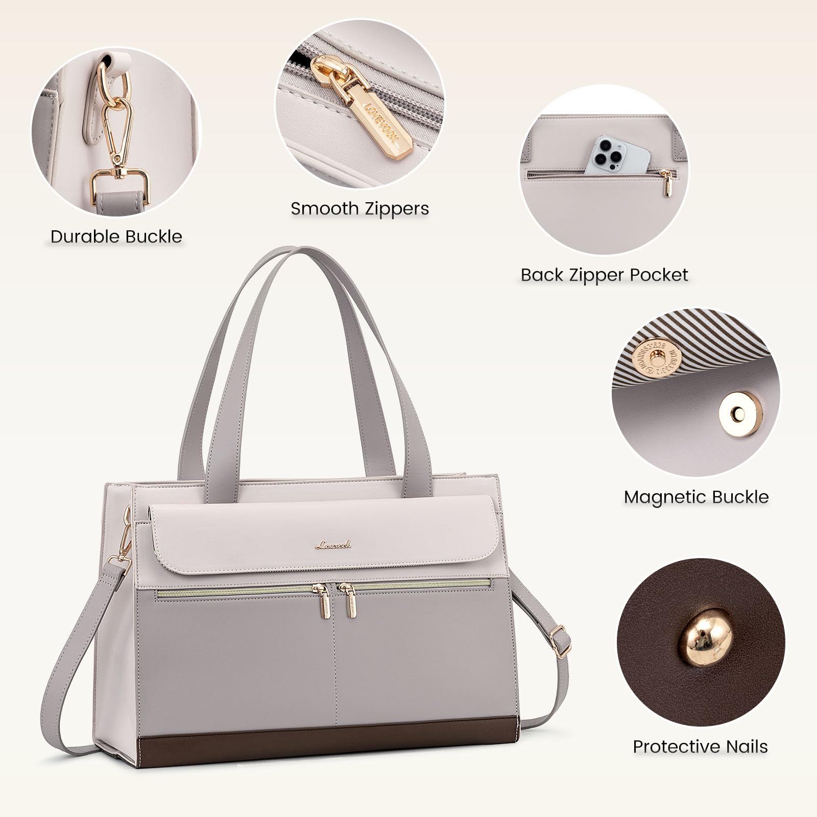 Foto 5 | Bolsa De Mano Para Portátil Lovevook Para Mujer De 15.6 Pulgadas A Prueba De Agua - Venta Internacional.