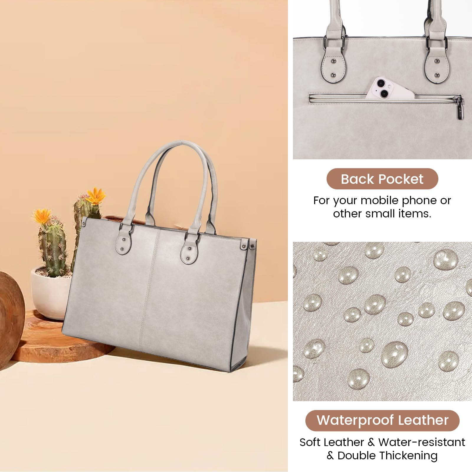 Foto 5 | Bolsa Para Portátil Lovevook Para Mujer, 15.6 Pulgadas, Piel Vintage, Marrón - Venta Internacional.