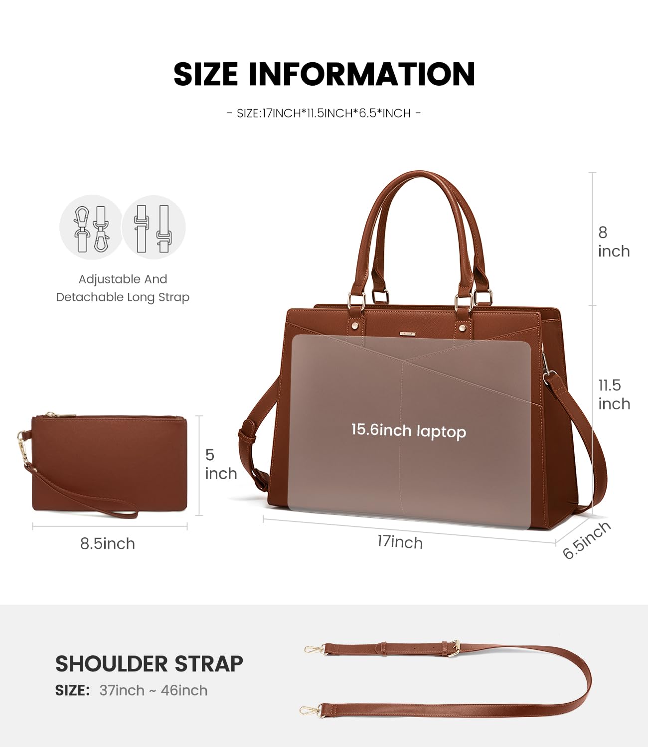 Foto 5 | Bolsa De Mano Para Portátil Lovevook, Piel, Oficina De Negocios, 15.6 Pulgadas, Ceja - Venta Internacional.