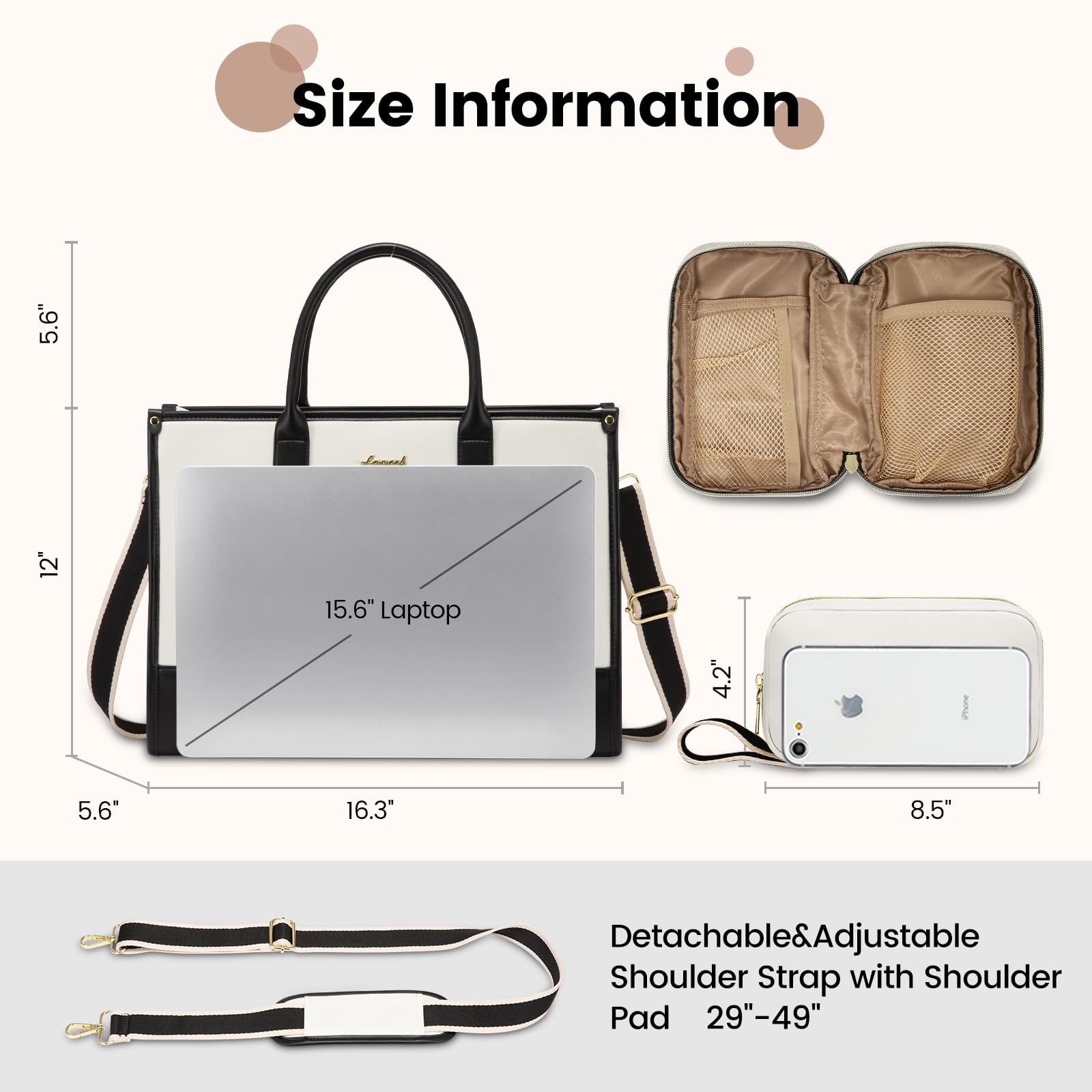 Foto 6 | Bolsas De Mano Para Ordenador Portátil Lovevook Para Mujer, Bolsa De Trabajo, 15,6 Pulgadas, Grande, - Venta Interna
