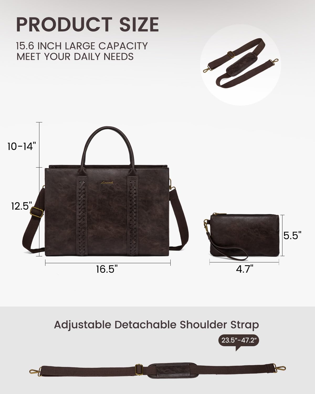 Foto 4 pulgar | Bolsa De Mano Para Portátil Lovevook, Piel Vintage, 15.6 Pulgadas, Impermeable - Venta Internacional.