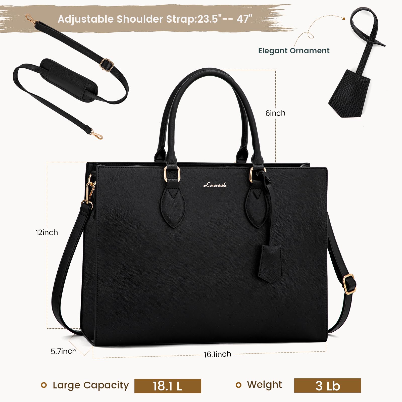 Foto 3 pulgar | Bolsa Para Portátil Lovevook Para Mujer De 15.6 Pulgadas, Piel Impermeable - Venta Internacional.