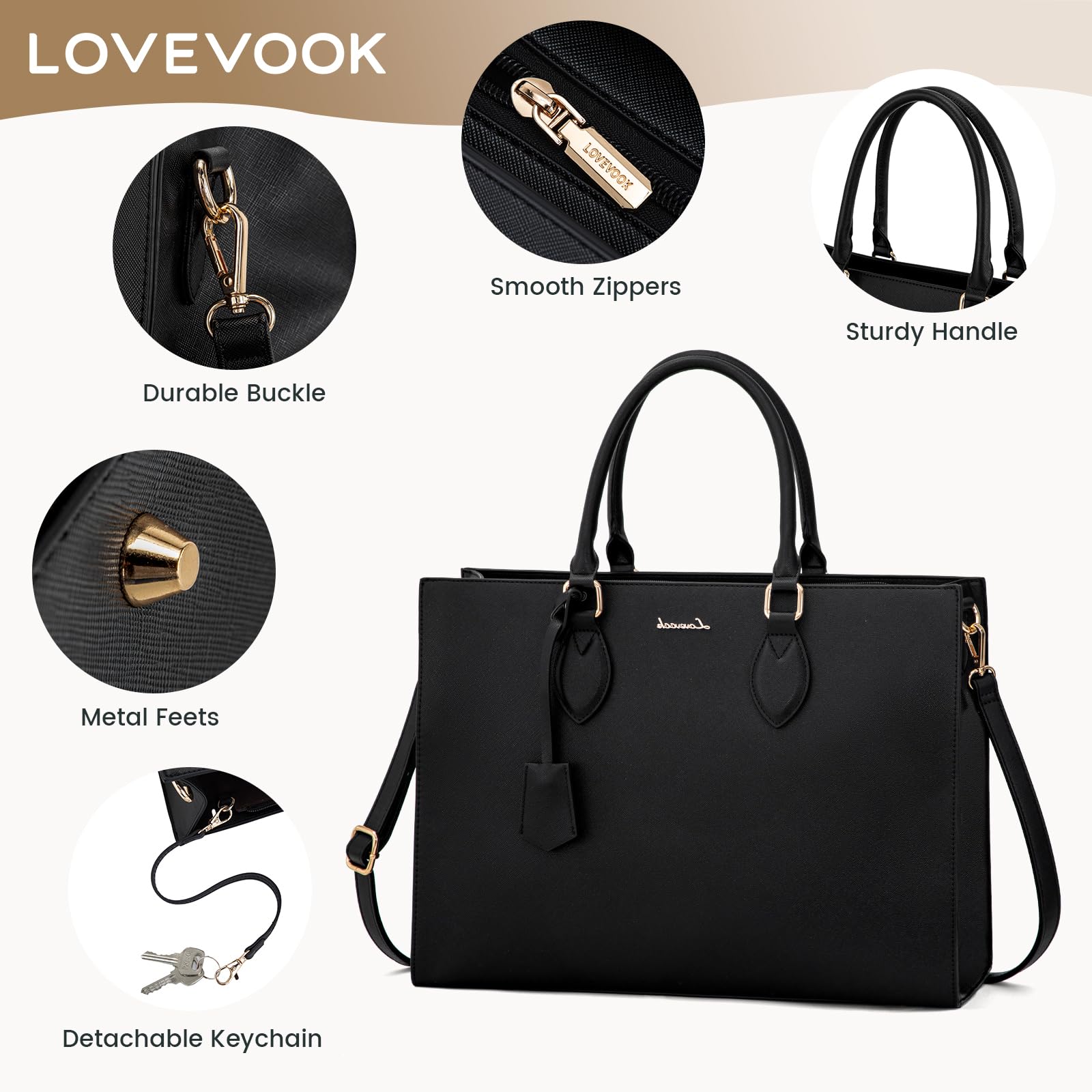 Foto 5 | Bolsa Para Portátil Lovevook Para Mujer De 15.6 Pulgadas, Piel Impermeable - Venta Internacional.