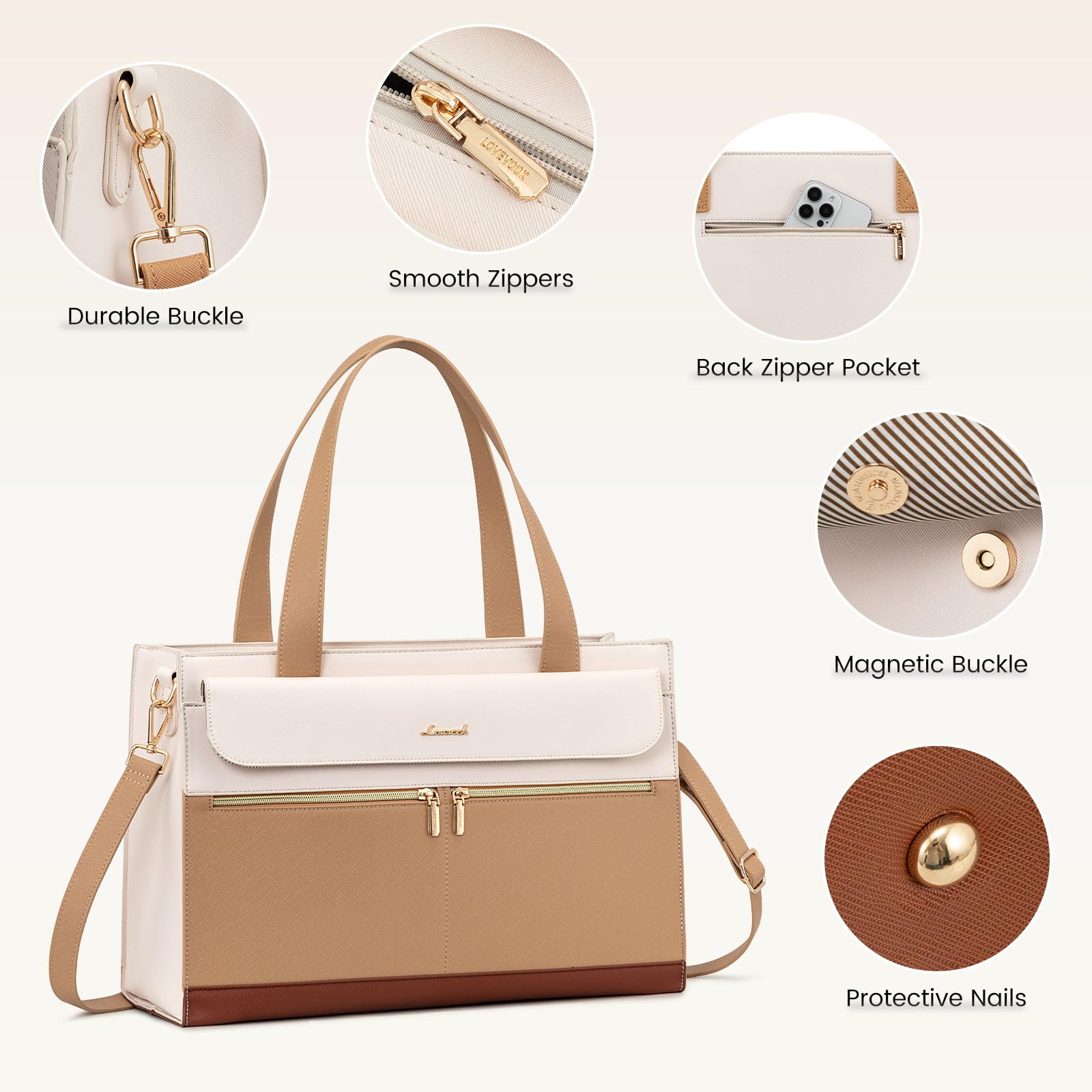 Foto 5 | Bolsa De Mano Para Portátil Lovevook Para Mujer De 15.6 Pulgadas A Prueba De Agua - Venta Internacional.