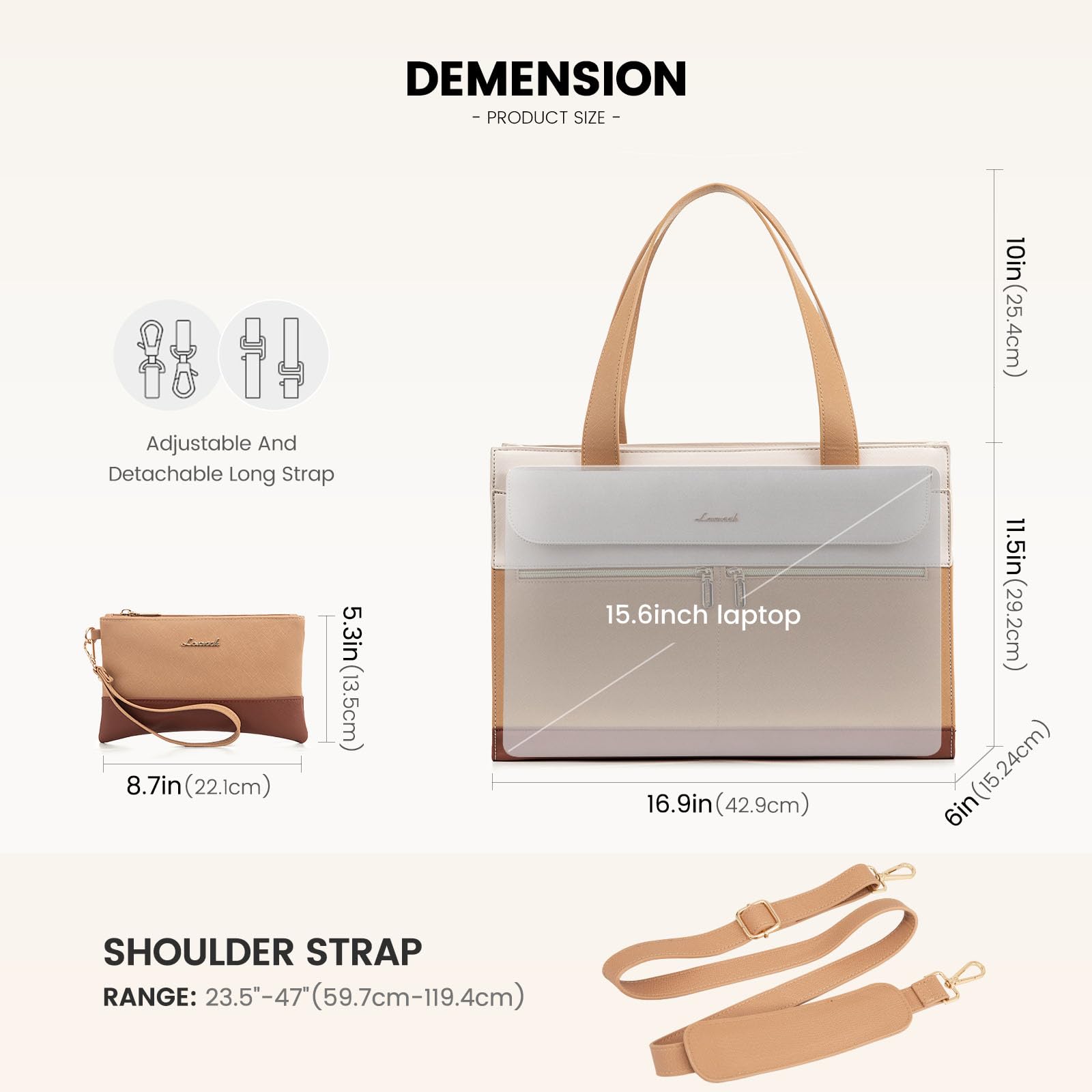 Foto 6 | Bolsa De Mano Para Portátil Lovevook Para Mujer De 15.6 Pulgadas A Prueba De Agua - Venta Internacional.