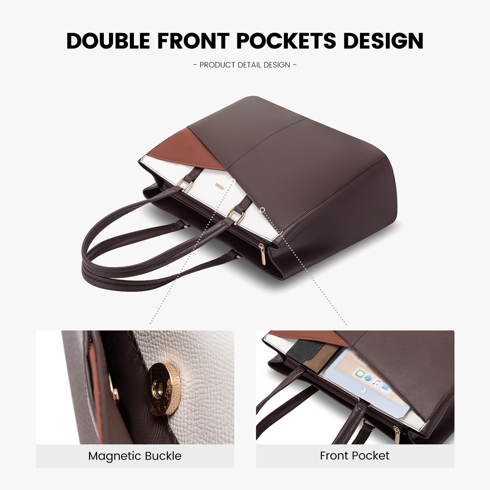 Foto 4 pulgar | Bolsa De Mano Para Portátil Lovevook Para Mujer De 15.6 Pulgadas, Color Café/marrón/bebé - Venta Internacional.