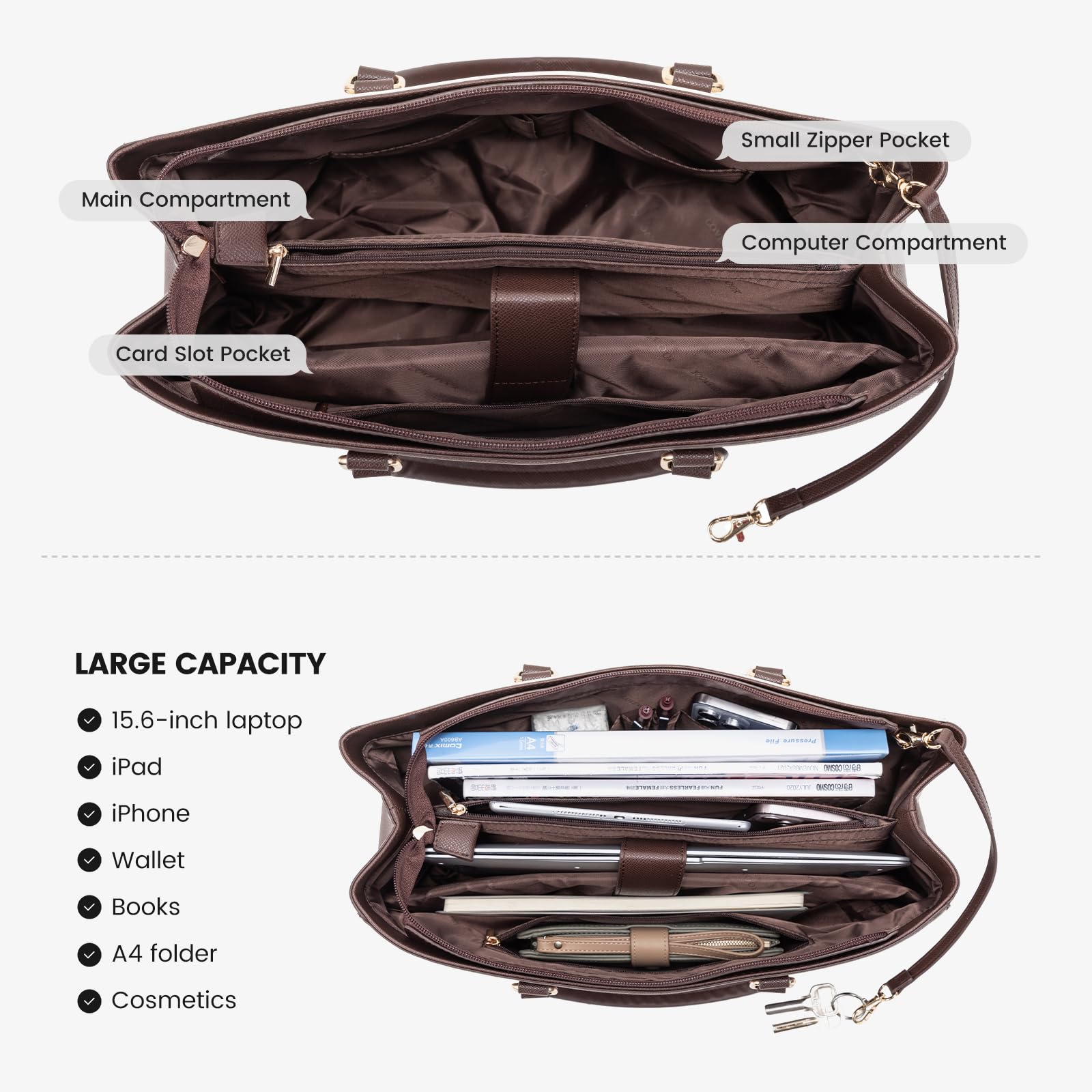 Foto 5 pulgar | Bolsa De Mano Para Portátil Lovevook Para Mujer De 15.6 Pulgadas, Color Café/marrón/bebé - Venta Internacional.