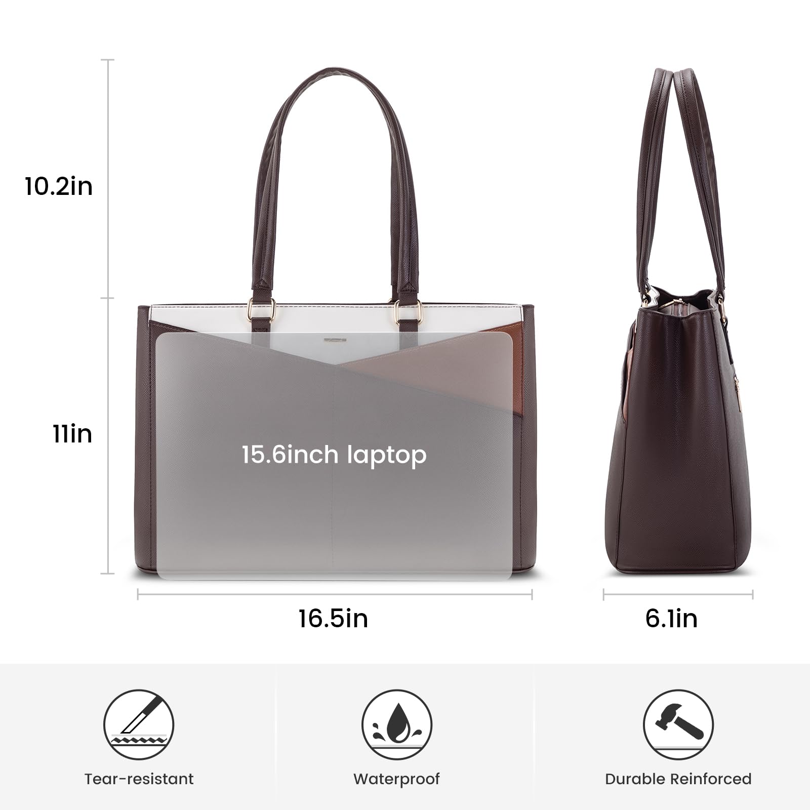 Foto 6 pulgar | Bolsa De Mano Para Portátil Lovevook Para Mujer De 15.6 Pulgadas, Color Café/marrón/bebé - Venta Internacional.