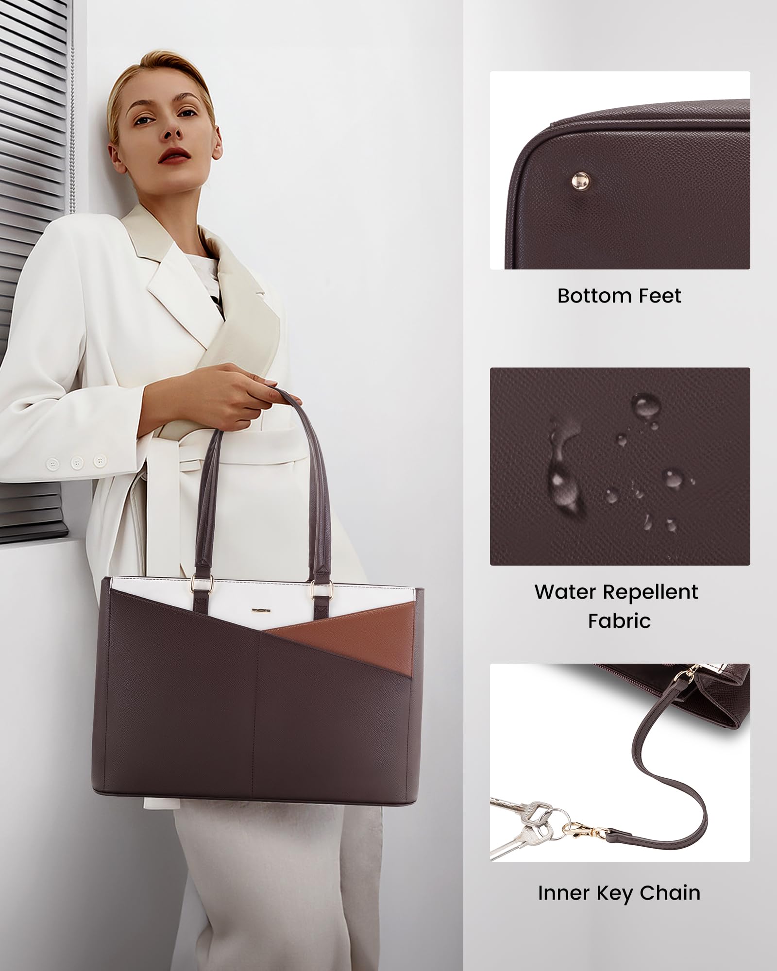 Foto 6 | Bolsa De Mano Para Portátil Lovevook Para Mujer De 15.6 Pulgadas, Color Café/marrón/bebé - Venta Internacional.