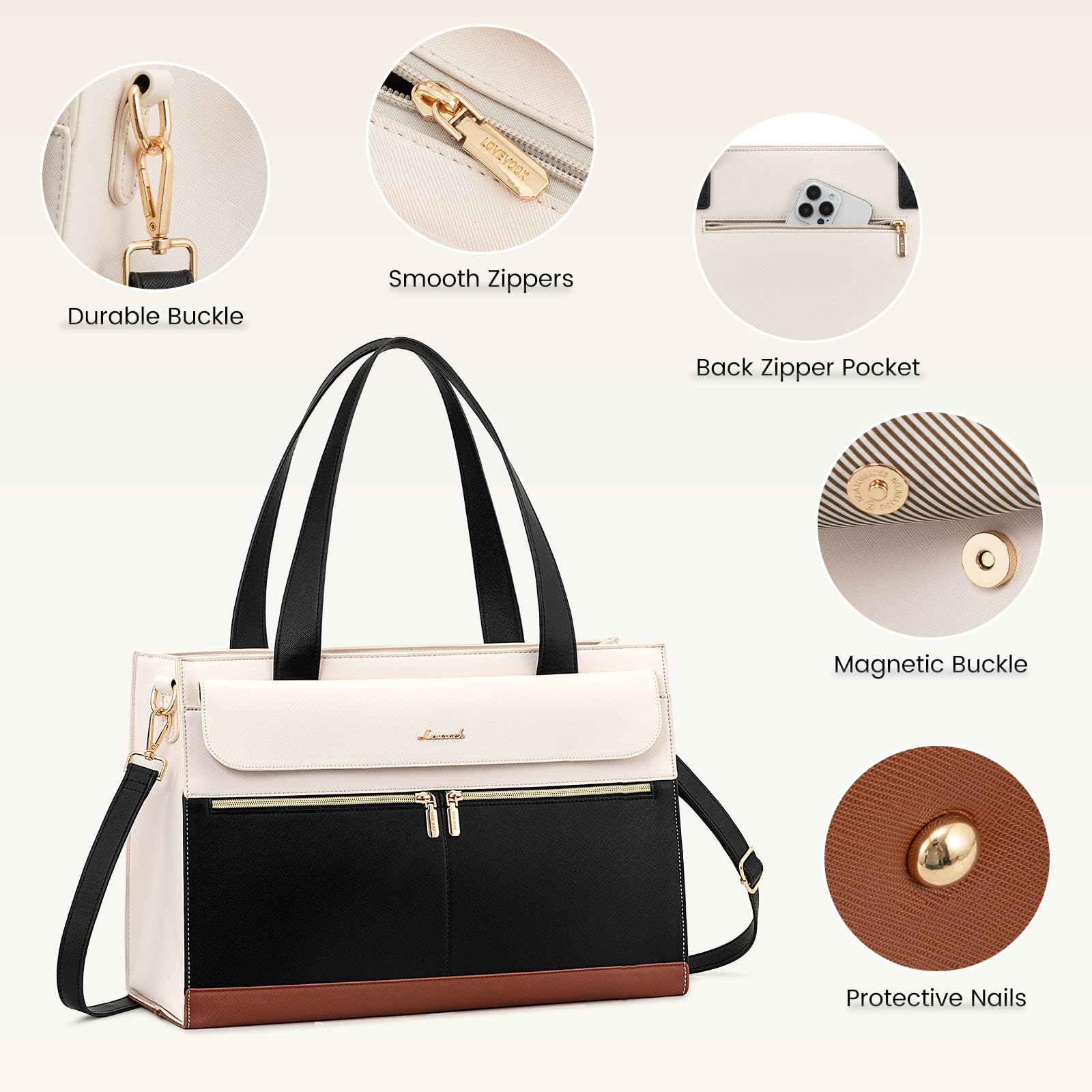 Foto 5 | Bolsa De Mano Para Portátil Lovevook Para Mujer De 15.6 Pulgadas A Prueba De Agua - Venta Internacional.