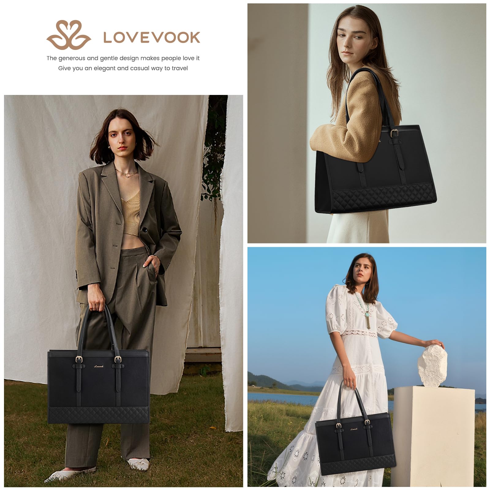Foto 3 pulgar | Bolsa De Lona Para Portátil Lovevook Para Mujer De 15,6 Pulgadas, Bolsa De Trabajo De Gran Capacidad - Venta Interna