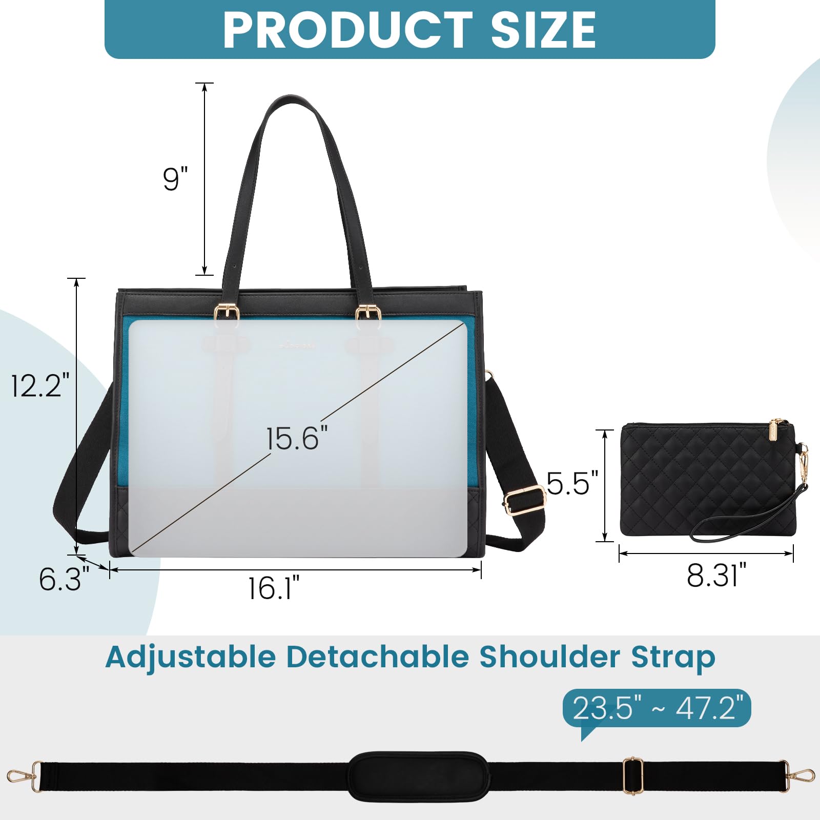 Foto 4 pulgar | Bolsa De Lona Para Portátil Lovevook Para Mujer De 15.6 Pulgadas Con Bolso De Mano - Venta Internacional.