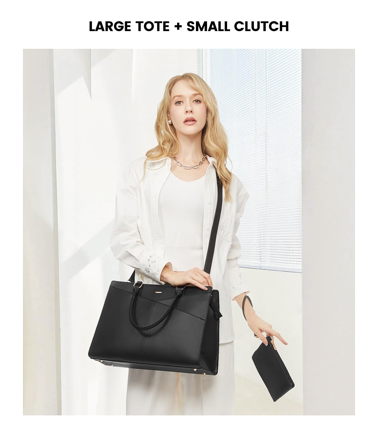 Foto 4 pulgar | Bolso De Mano Para Portátil Lovevook Leather Business 15.6 Pulgadas Negro Para Mujer - Venta Internacional.