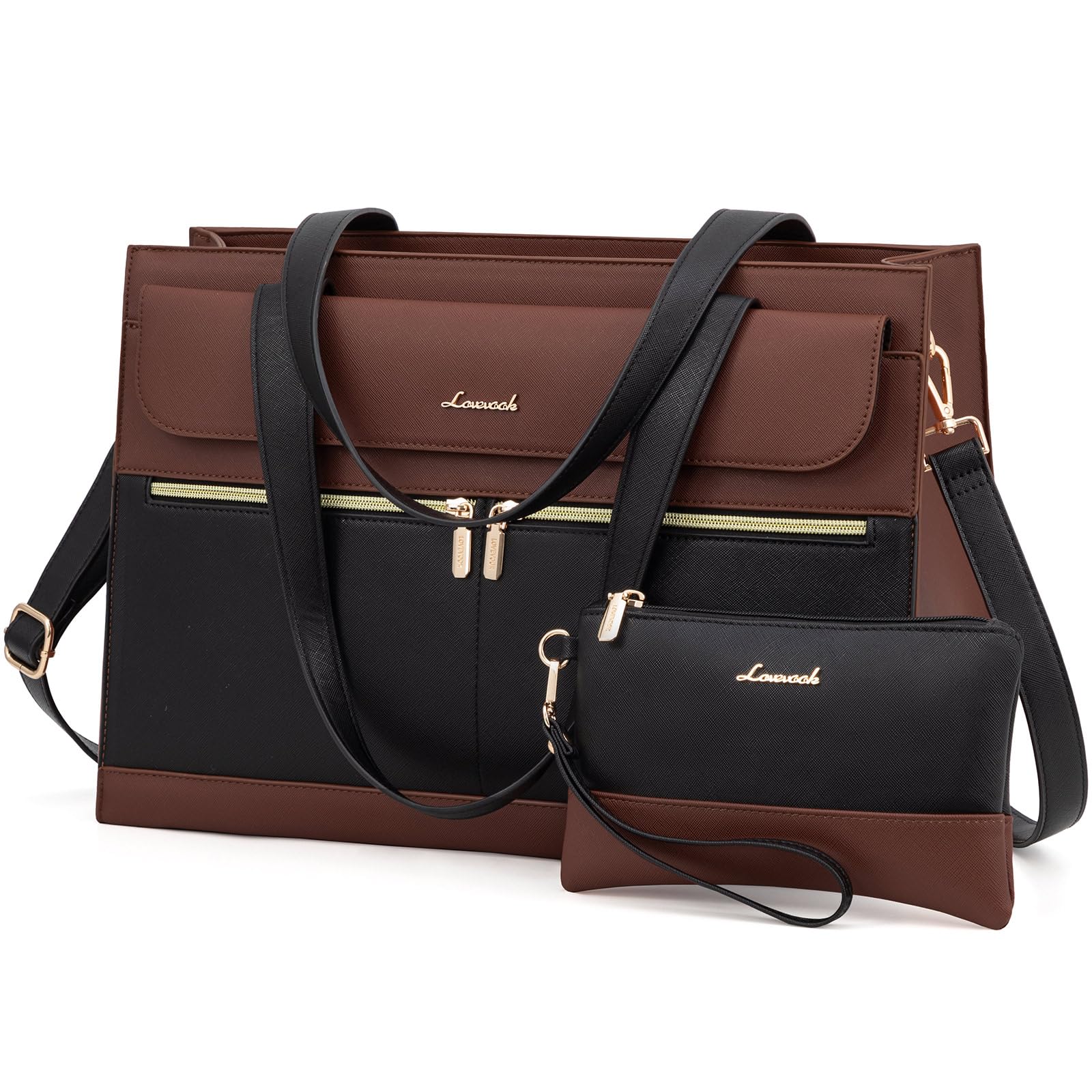 Foto 1 | Maletín Para Portátil Lovevook Para Mujer, Impermeable, Negro Y Marrón - Venta Internacional.