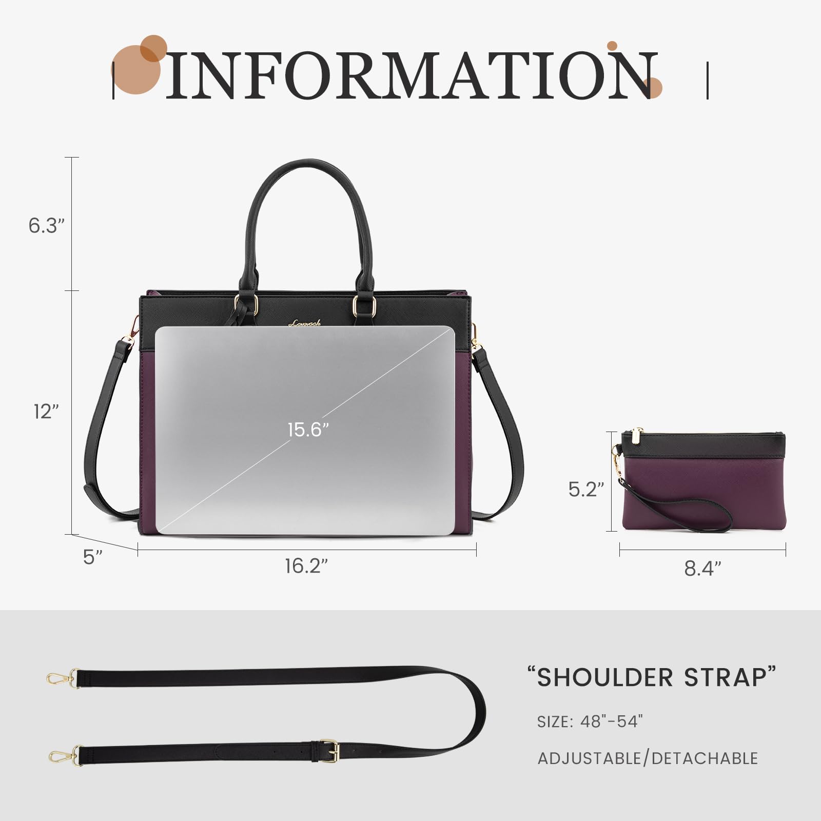 Foto 3 pulgar | Funda Para Portátil Lovevook Para Mujer, 15.6 Pulgadas, Piel Impermeable, Color Morado - Venta Internacional.