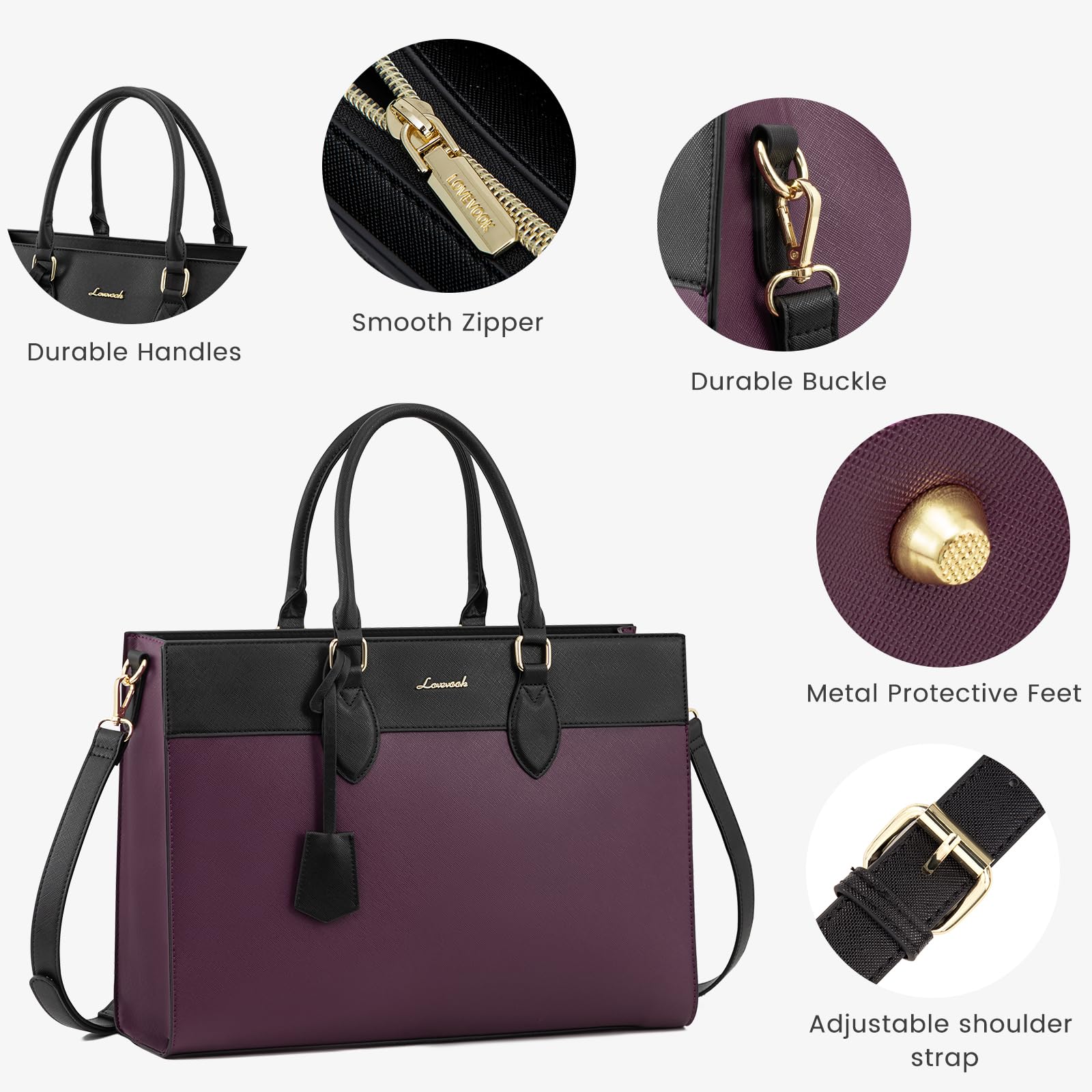 Foto 5 | Funda Para Portátil Lovevook Para Mujer, 15.6 Pulgadas, Piel Impermeable, Color Morado - Venta Internacional.