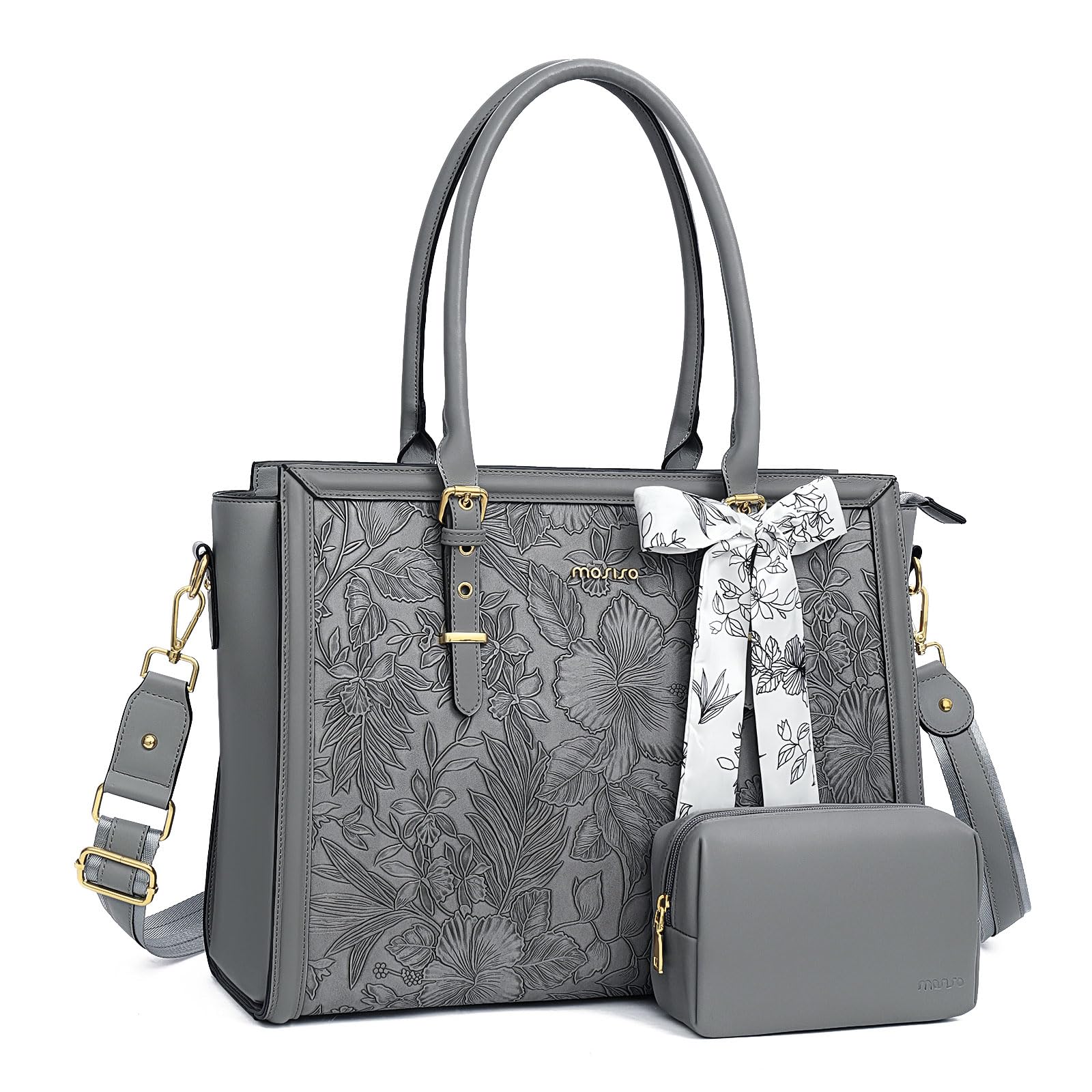 Foto 1 | Bolsa De Mano Mosiso Para Portátil Para Mujer De 17 A 17 Pulgadas, Piel Sintética, Gris - Venta Internacional.