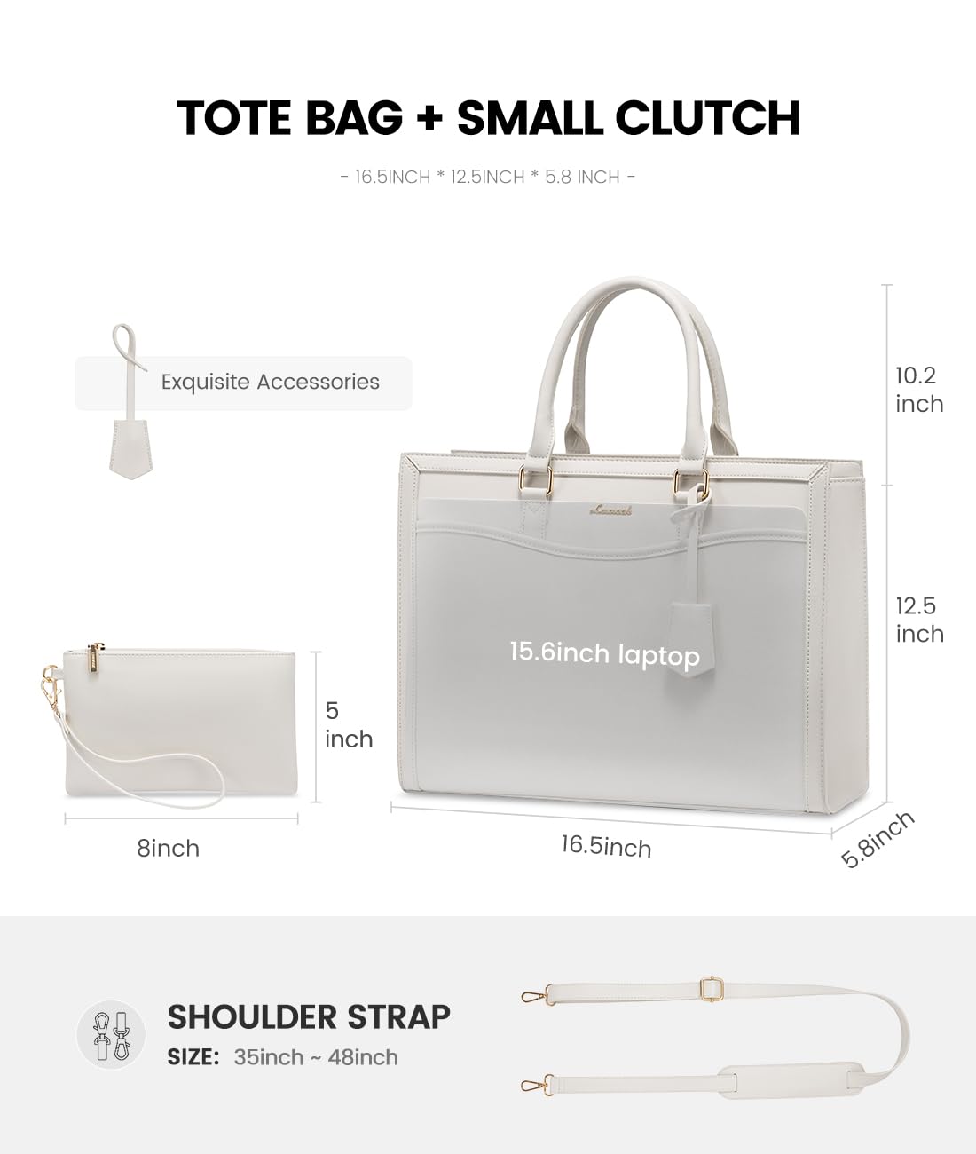 Foto 4 | Bolsa De Mano Para Portátil Lovevook, Piel, Oficina, 15,6 Pulgadas - Venta Internacional.